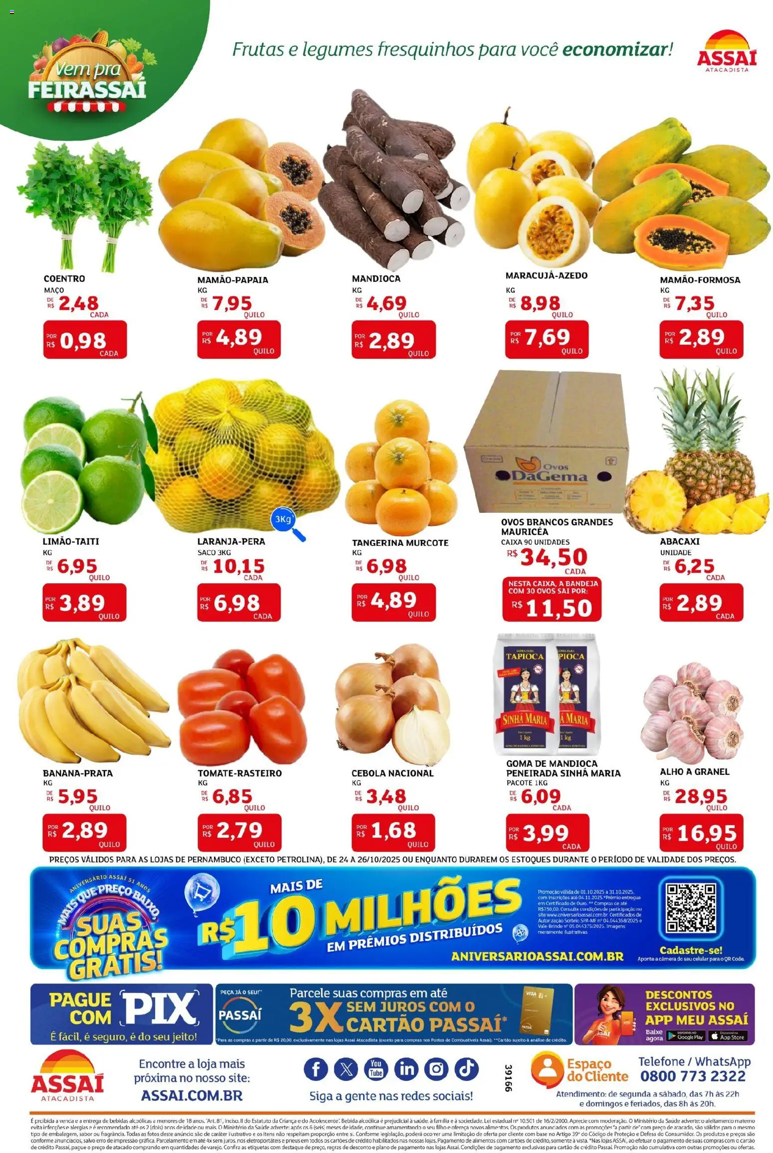 Assaí Atacadista Folheto - válido de 24.10.2025 | Página: 3 | Produtos: Alho, Celular, Pneus, Câmera