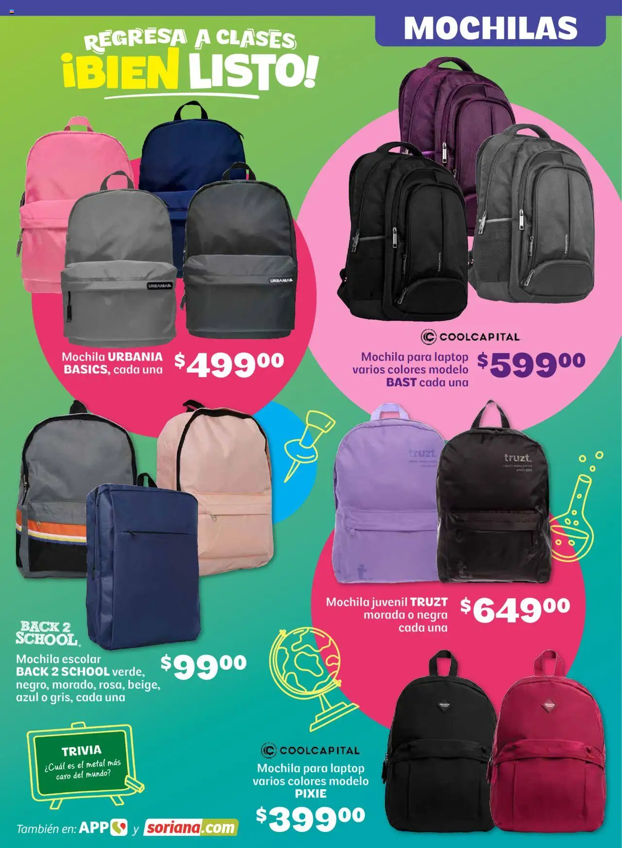 Nuevas ofertas de Soriana válidas en toda la República Mexicana desde el 14.08.2025. ¡Encuentra las mejores ofertas en Soriana - Regresa a clases bien listo Híper Nacional! | Página: 21 | Productos: Mochila