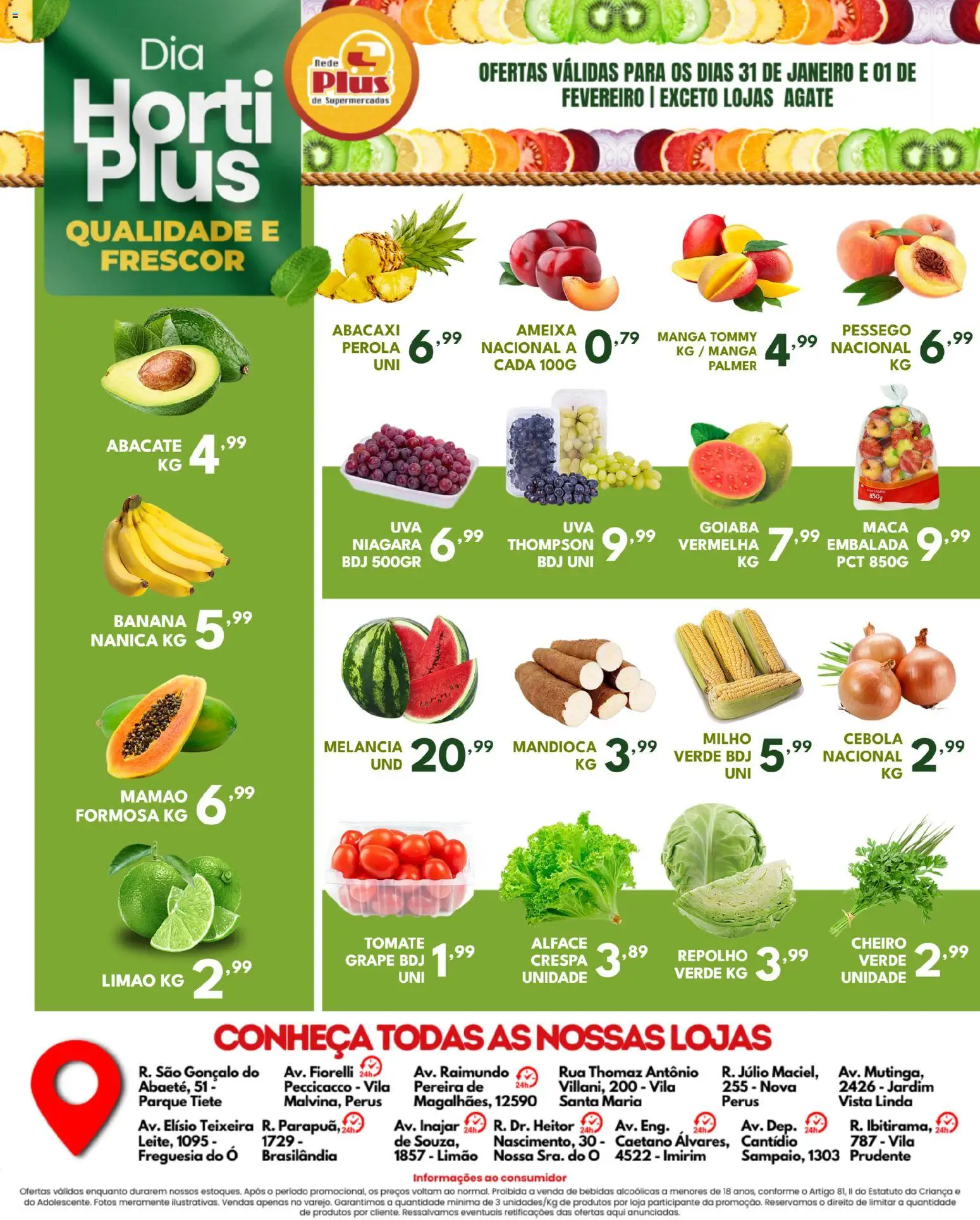 Rede Plus Supermercados Folheto - válido de 30.01.2026 | Página: 4 | Produtos: Pêssego, Cebola, Repolho, Ameixa