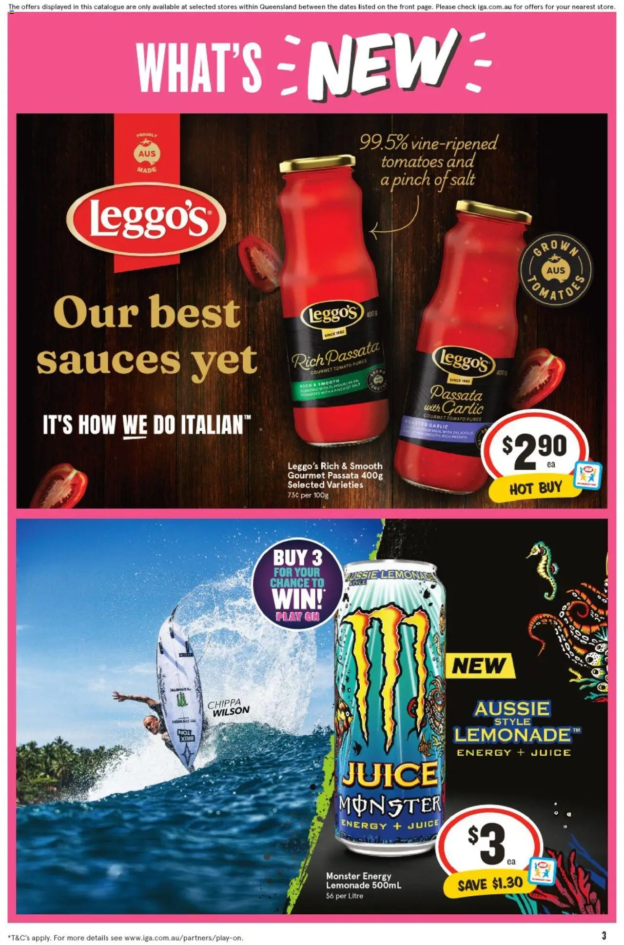 IGA catalogue - valid from 18.06.2025 | Page: 3 | Products: Juice, Tomatoes, Salt, Garlic