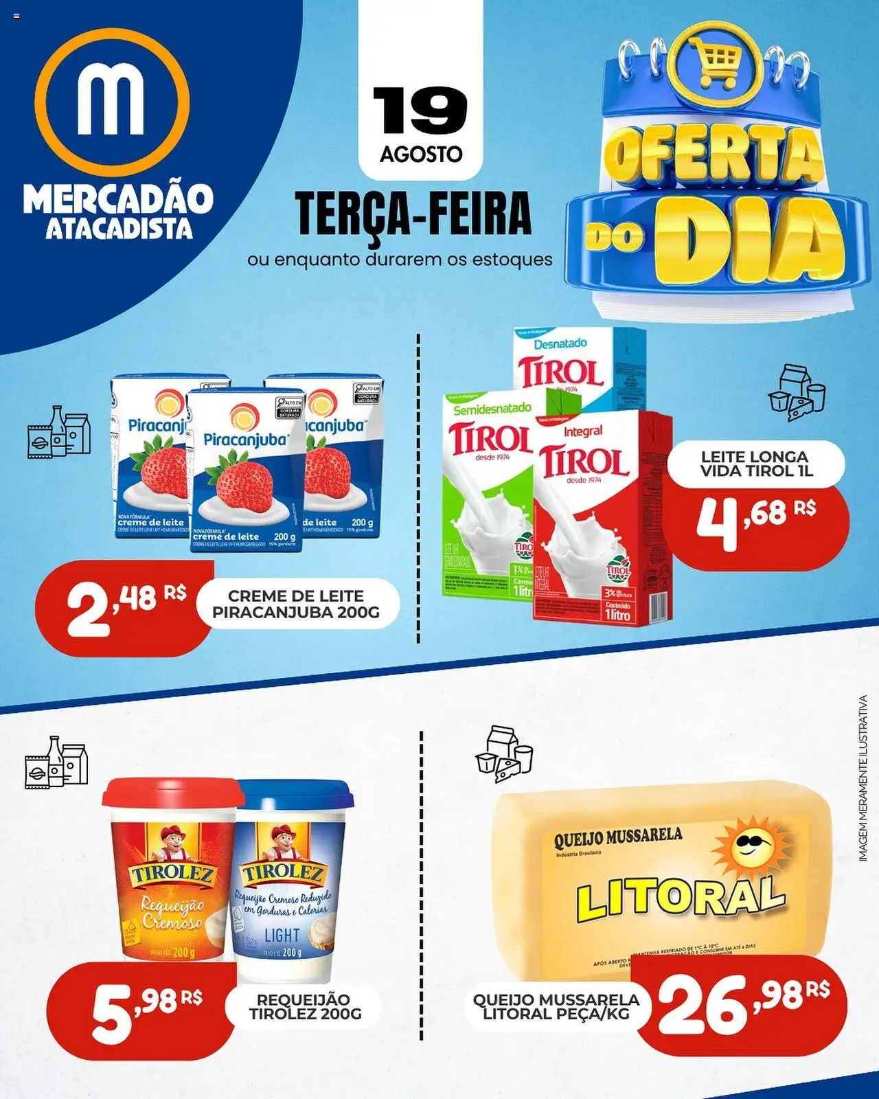 Mercadão Atacadista Folheto - válido de 19.08.2025 | Página: 1 | Produtos: Queijo, Creme, Requeijão, Mussarela