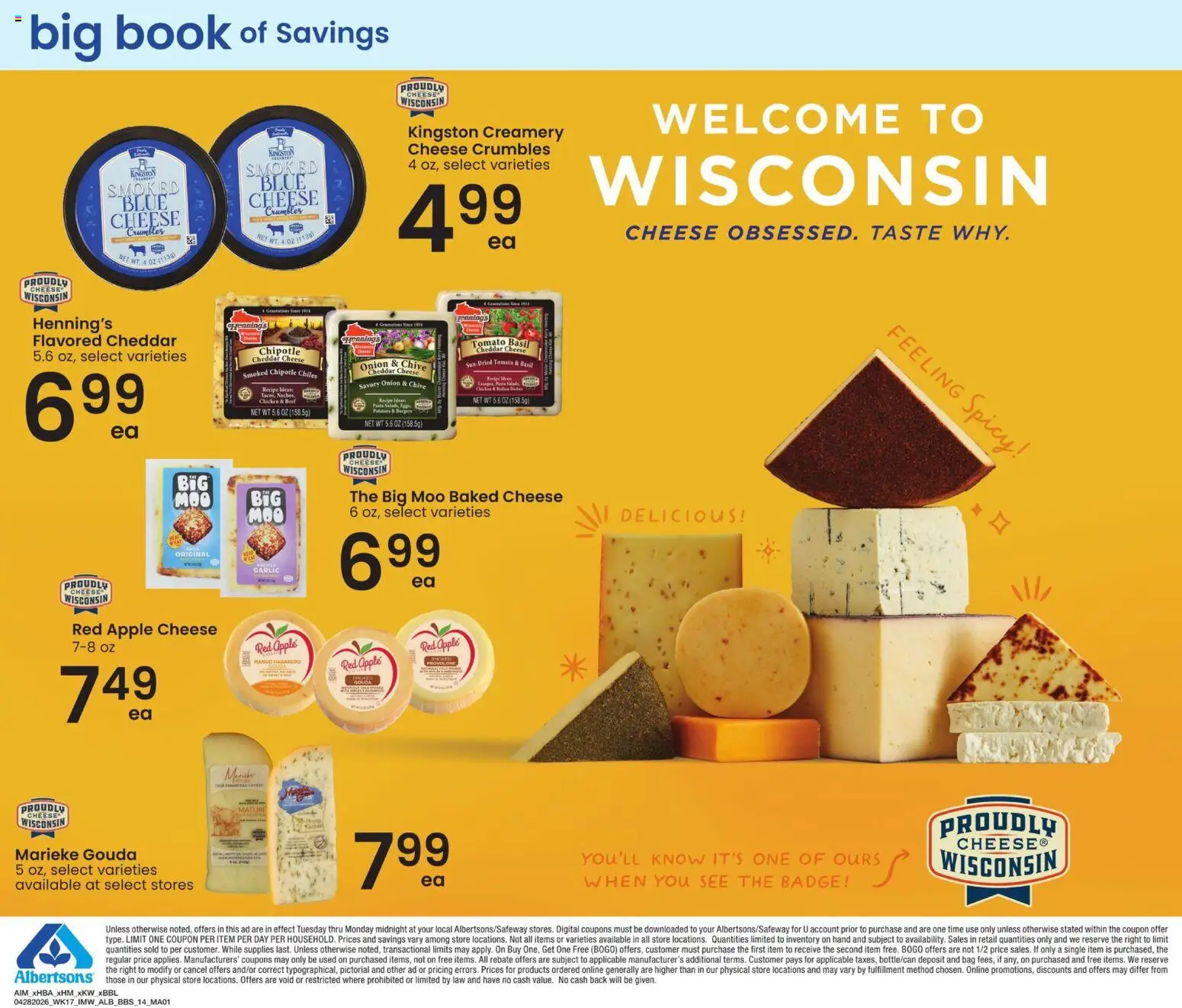 Albertsons Big Book of Savings - valid from 28.04.2026 | Page: 14 | Products: Cheese, Potatoes, Garlic, Bag