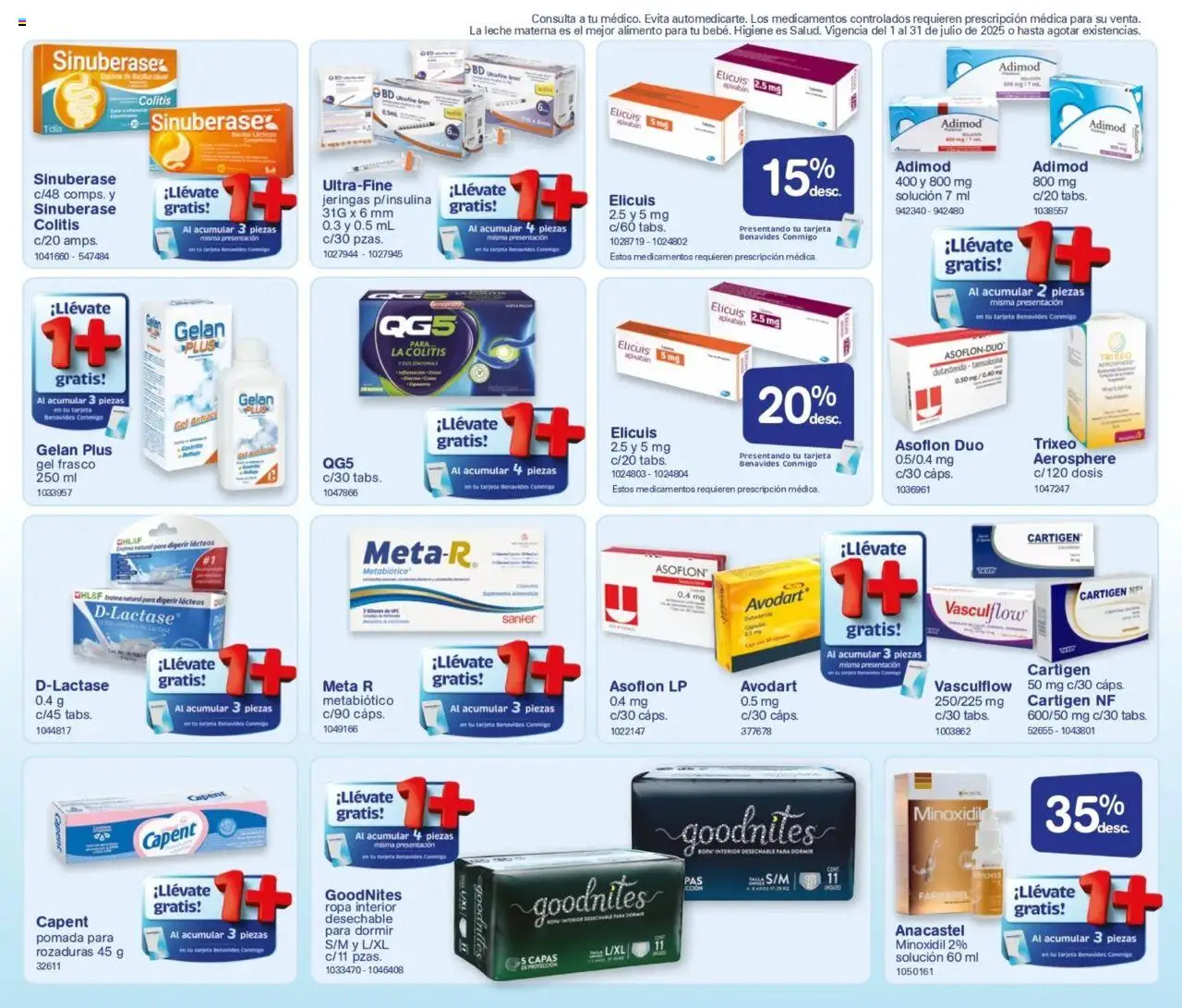 Nuevas ofertas de Farmacia Benavides válidas en toda la República Mexicana desde el 01.07.2025. ¡Encuentra las mejores ofertas en Farmacia Benavides catálogo! | Página: 13 | Productos: Frasco, Leche, Pomada, Ropa interior