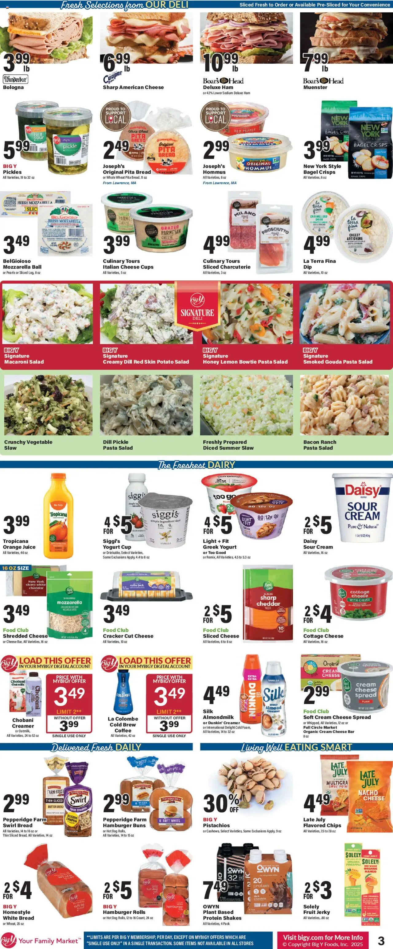 Big Y Weekly Ad - valid from 07.08.2025 | Page: 5 | Products: Yogurt, Pasta, Cream, Salad
