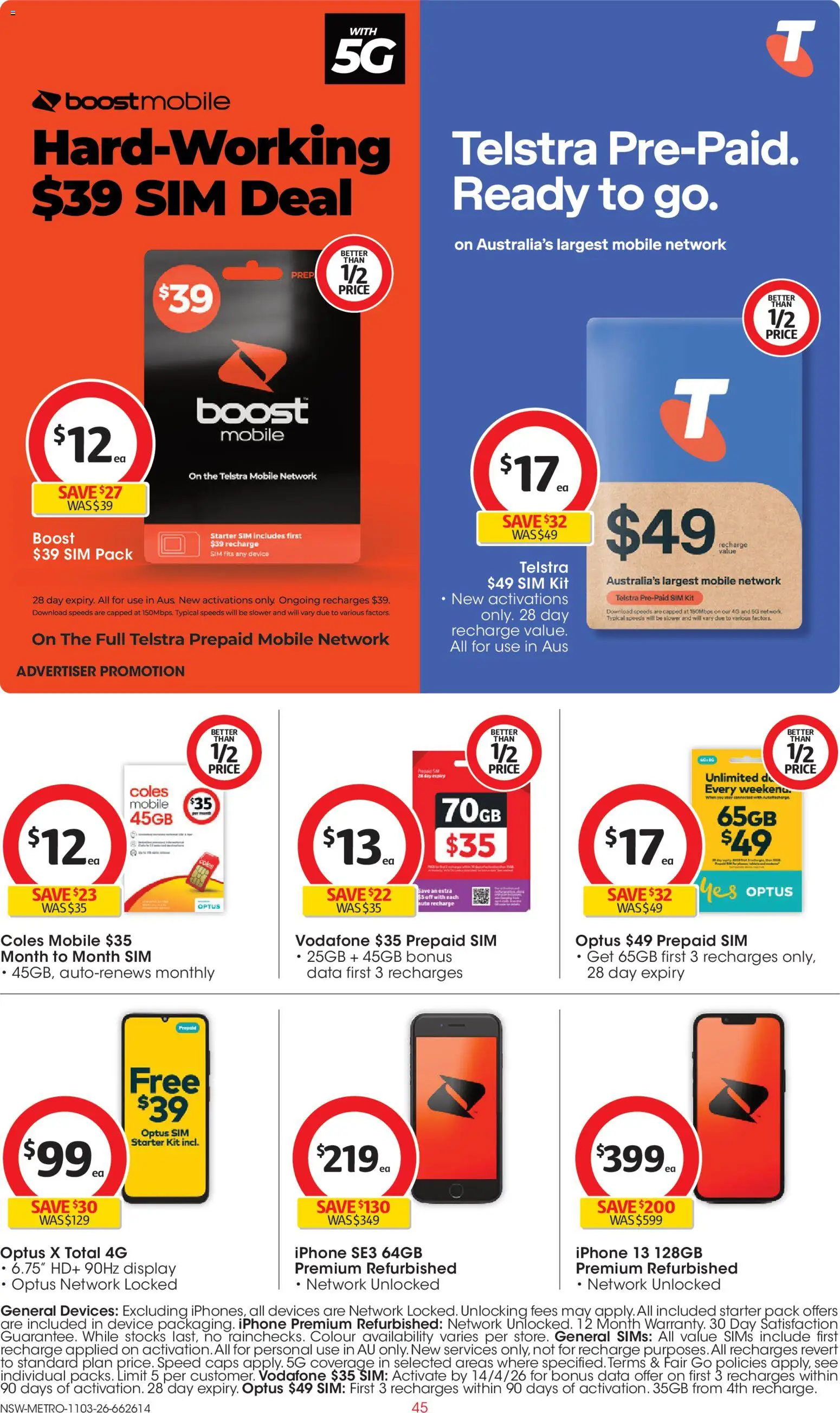 Coles catalogue - valid from 11.03.2026 | Page: 45 | Products: Device, Iphone, Mobile