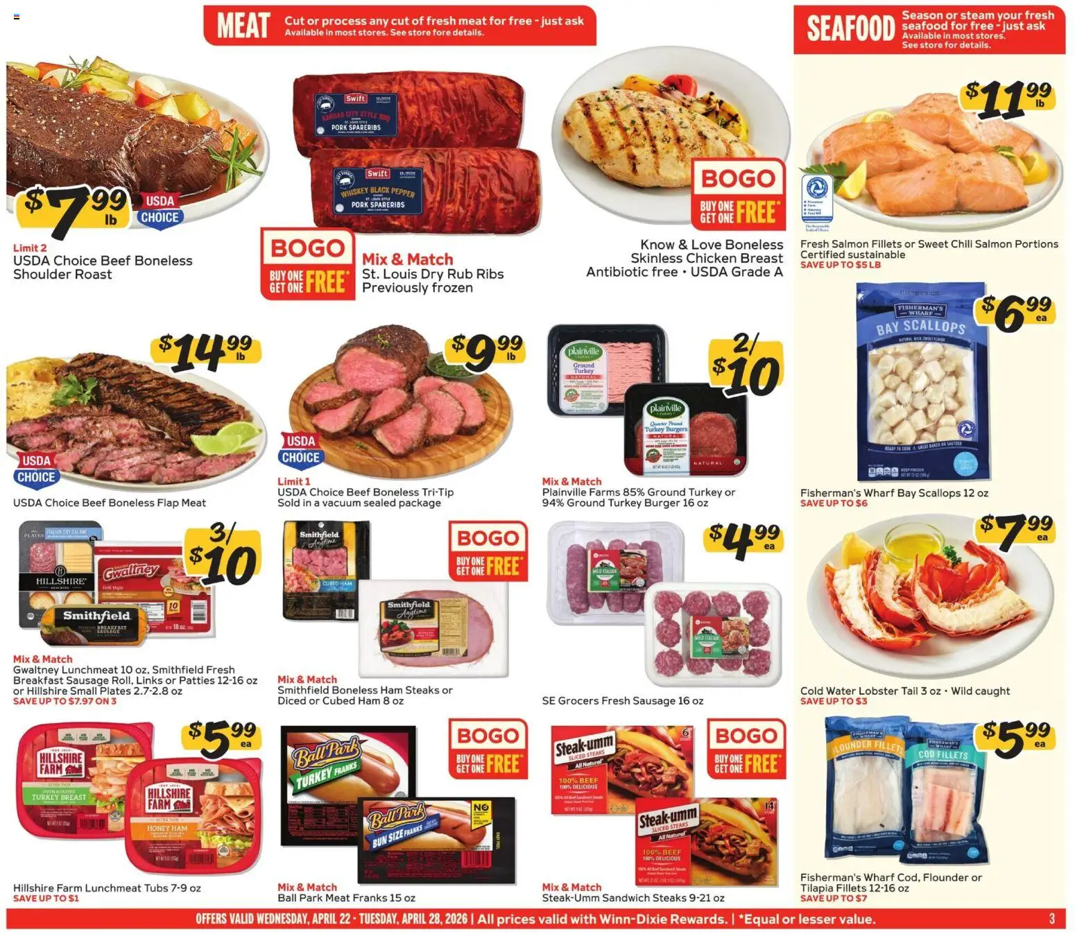 Winn Dixie Weekly Ad - valid from 22.04.2026 | Page: 3 | Products: Vacuum, Whiskey, Water, Pepper