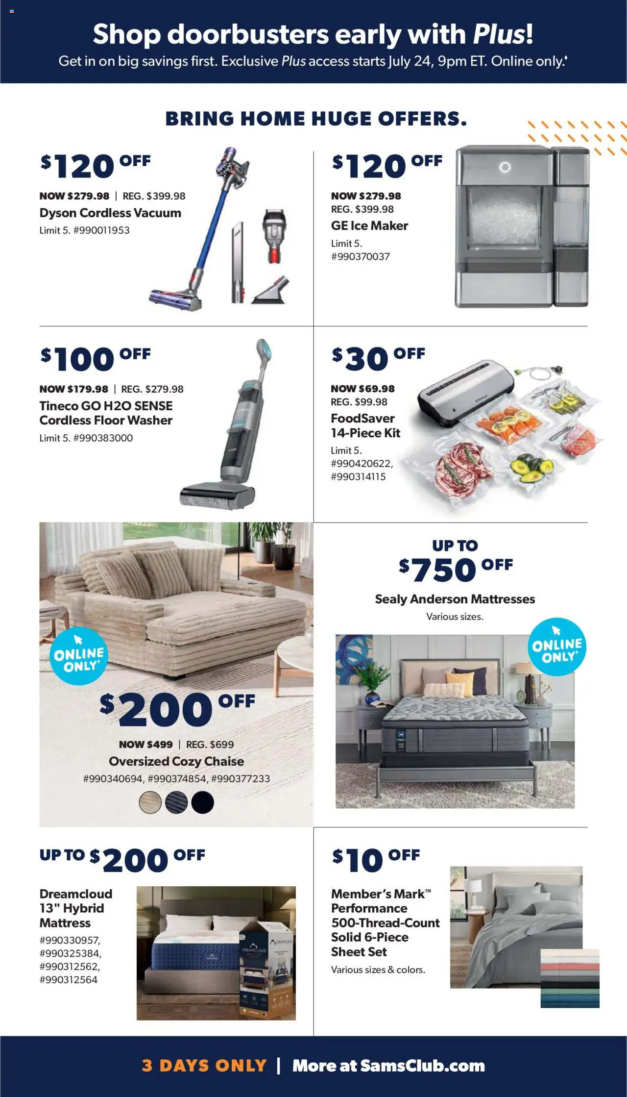Sam's Club Instant Savings - valid from 23.07.2025 | Page: 5 | Products: Mattress, Vacuum, Ice Maker, Sheet