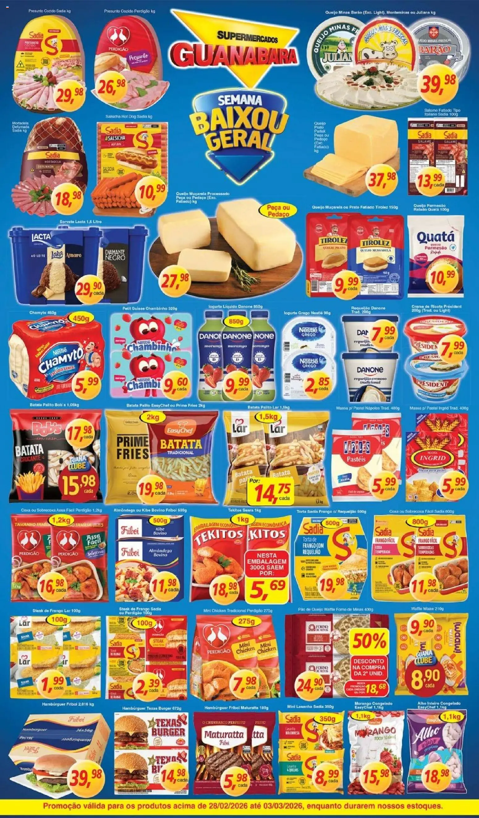 Supermercados Guanabara Folheto - válido de 28.02.2026 | Página: 8 | Produtos: Presunto, Ricota, Lasanha, Requeijão