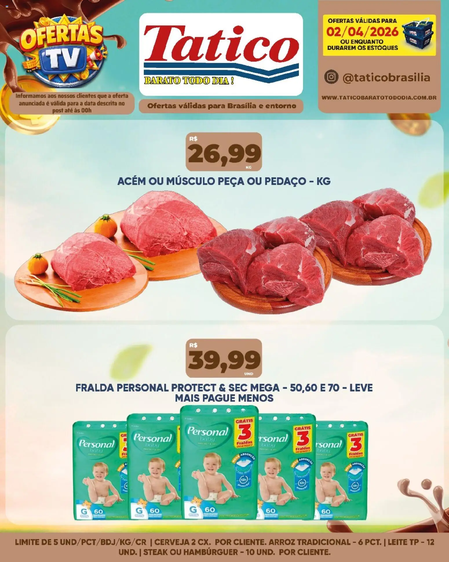 Tatico Folheto - válido de 03.04.2026 | Página: 34 | Produtos: Acém, Leite, Cerveja, Fraldas