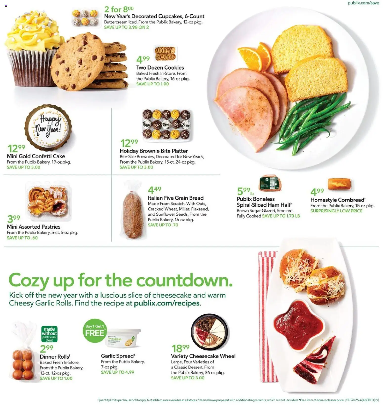 Publix Weekly Ad - valid from 26.12.2025 | Page: 9 | Products: Bread, Ham, Cookies, Garlic