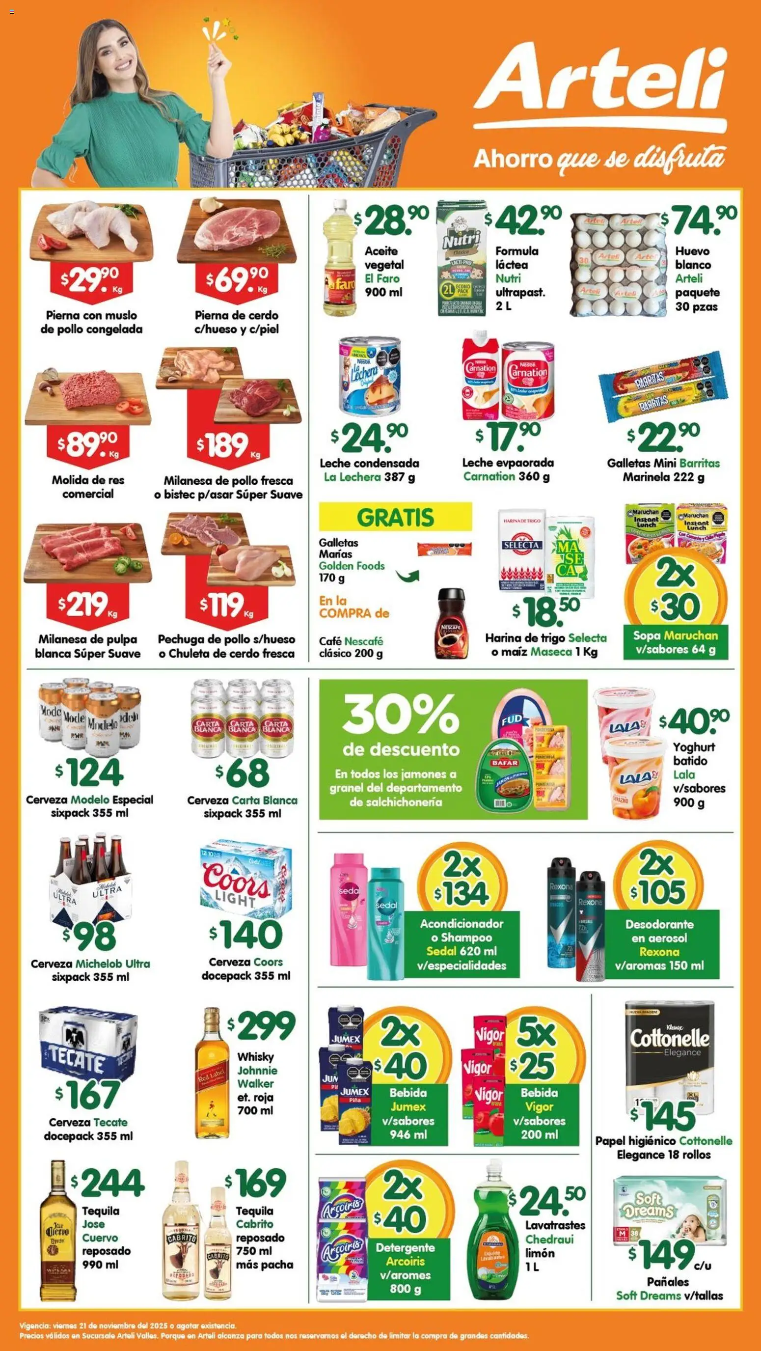 Nuevas ofertas de Arteli válidas en toda la República Mexicana desde el 21.11.2025. ¡Encuentra las mejores ofertas en Arteli folleto Valles! | Página: 1 | Productos: Pollo, Milanesa, Aceite, Café