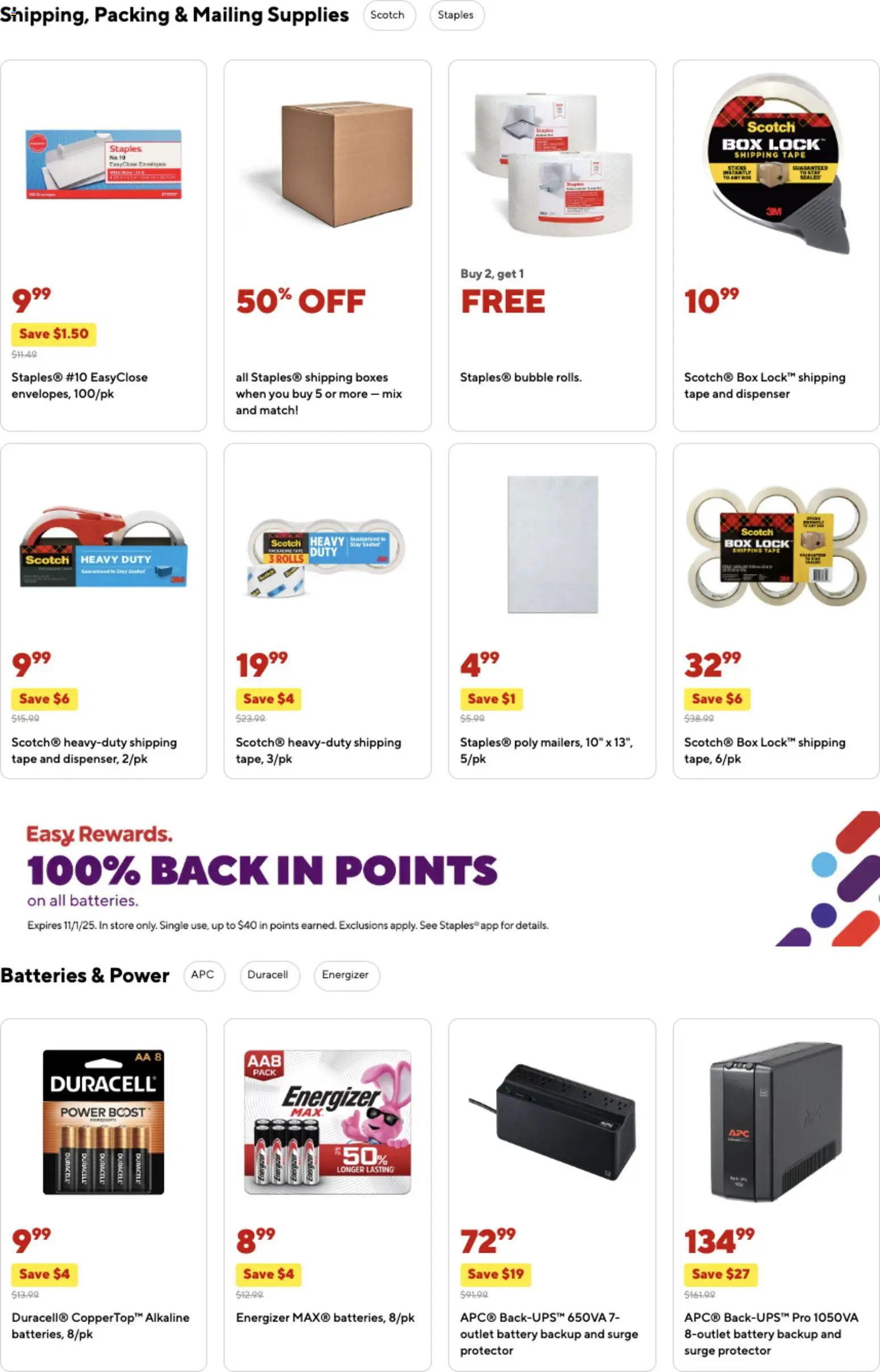 Staples Weekly Ad - valid from 26.10.2025 | Page: 9 | Products: Box, Battery, Surge Protector