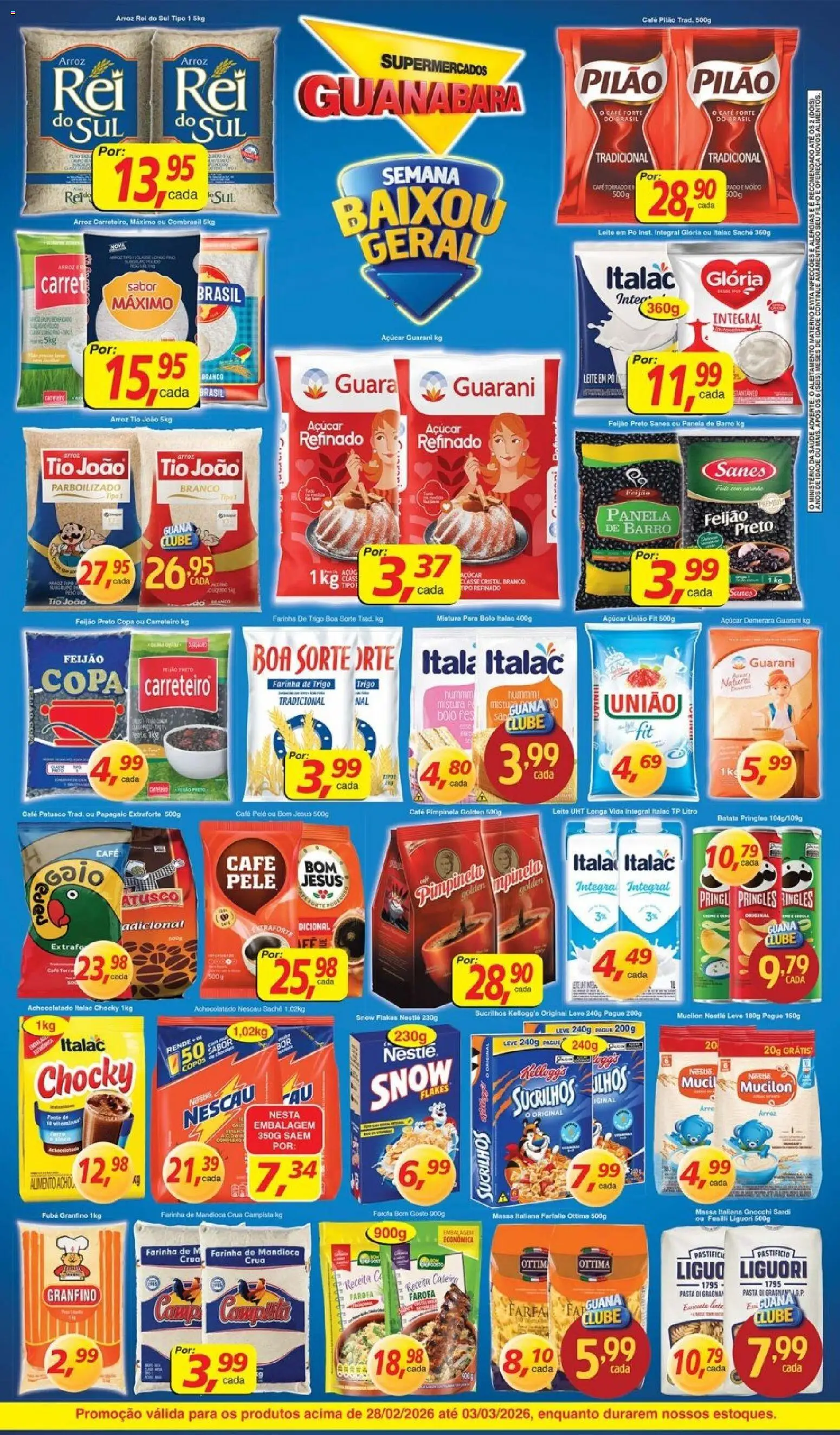 Supermercados Guanabara Folheto - válido de 28.02.2026 | Página: 2 | Produtos: Mandioca, Panela, Arroz, Mucilon