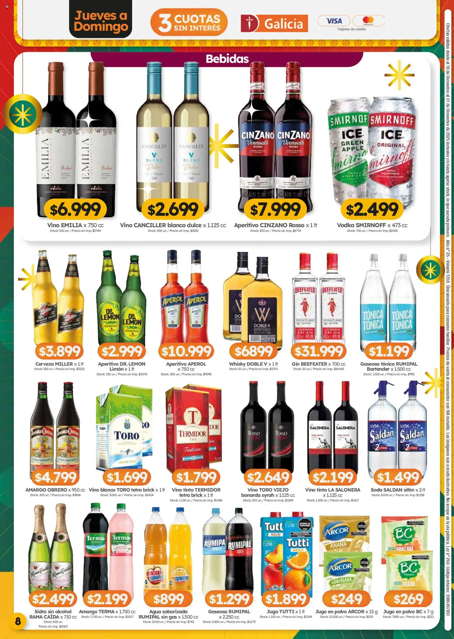 Cordiez ofertas │ válido desde el 18.12.2025 | Página: 8 | Productos: Whisky, Polvo, Jugo, Vino