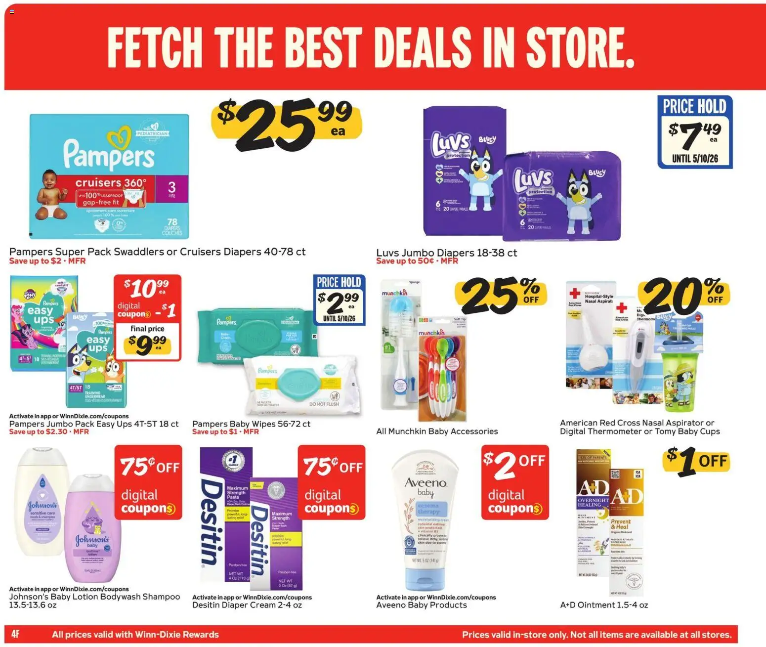 Winn Dixie Ad - valid from 29.04.2026 | Page: 4 | Products: Vitamin, Shampoo, UPS, Thermometer