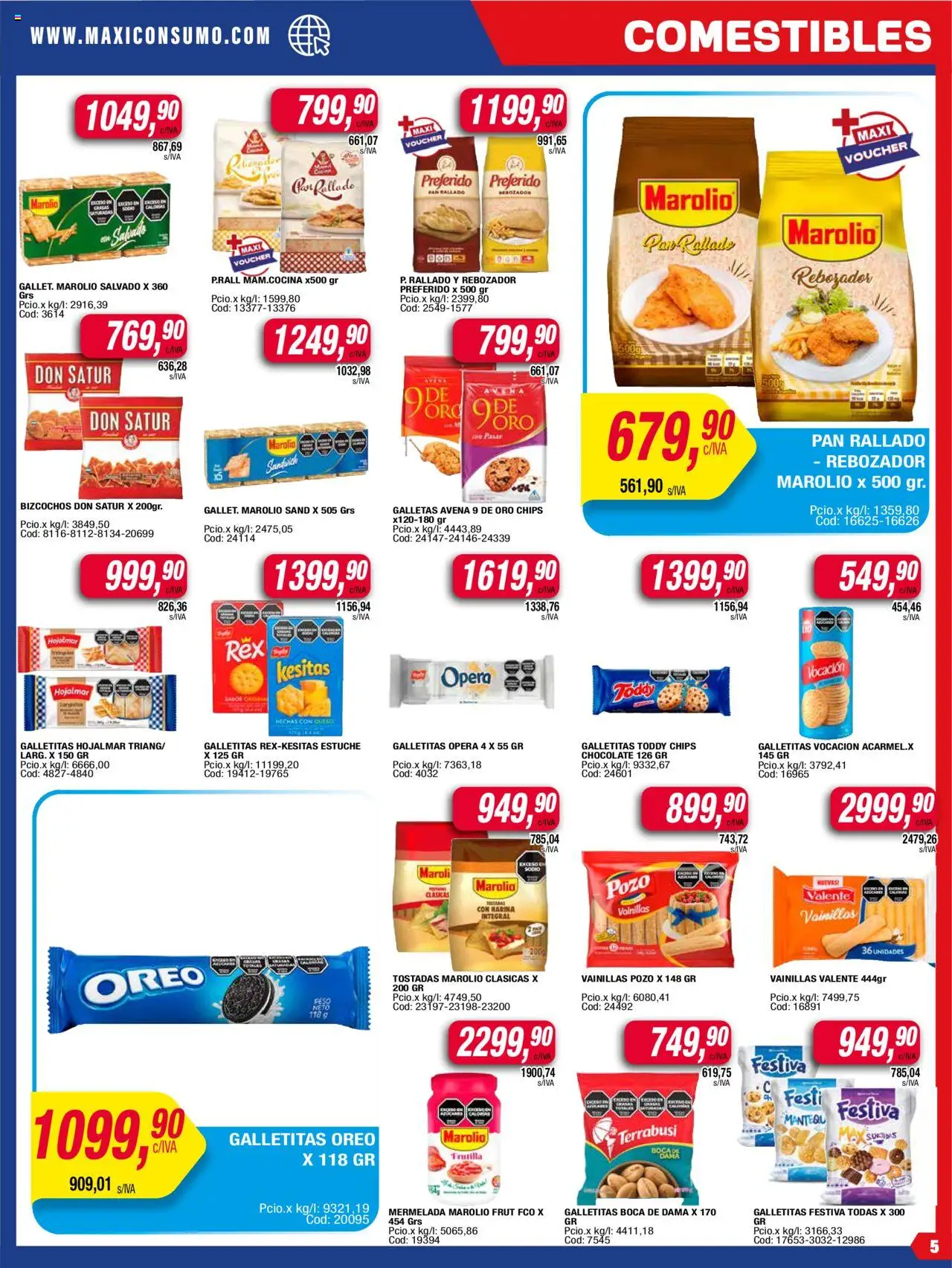 Maxiconsumo ofertas │ válido desde el 18.08.2025 | Página: 5 | Productos: Galletitas, Avena, Pan rallado, Bizcochos