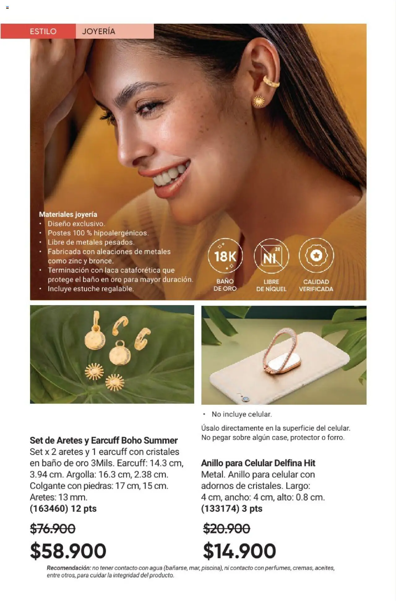 Avon revista - valida desde el 01.08.2025 | Página: 65 | Productos: Anillo, Aretes, Sobre, Baño