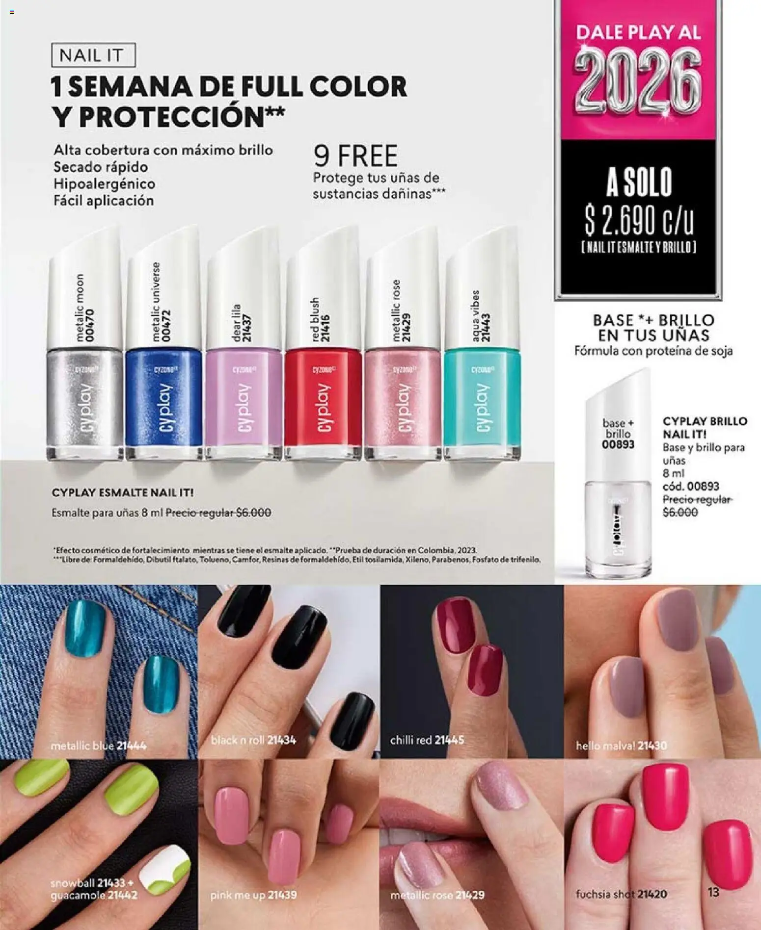 Catálogo CyZone Campaña 1 │ válido desde el 01.01.2026 | Página: 13 | Productos: Brillo, Base