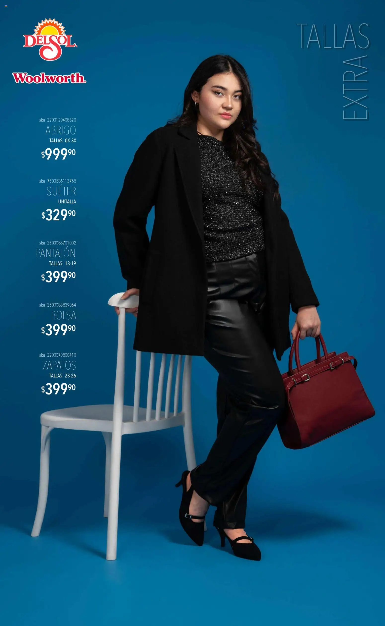 Nuevas ofertas de Del Sol y Woolworth válidas en toda la República Mexicana desde el 06.11.2025. ¡Encuentra las mejores ofertas en Del Sol y Woolworth catálogo Luce el Invierno! | Página: 8 | Productos: Suéter, Abrigo, Bolsa, Zapatos