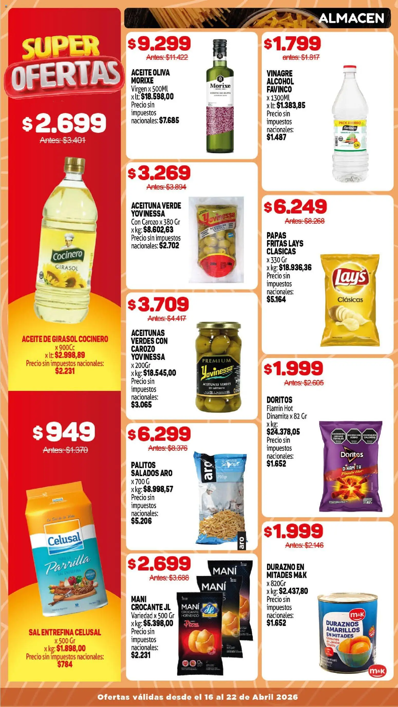 Makro Ofertas ALCANZA │ válido desde el 16.04.2026 | Página: 6 | Productos: Durazno, Vinagre, Sal, Oliva