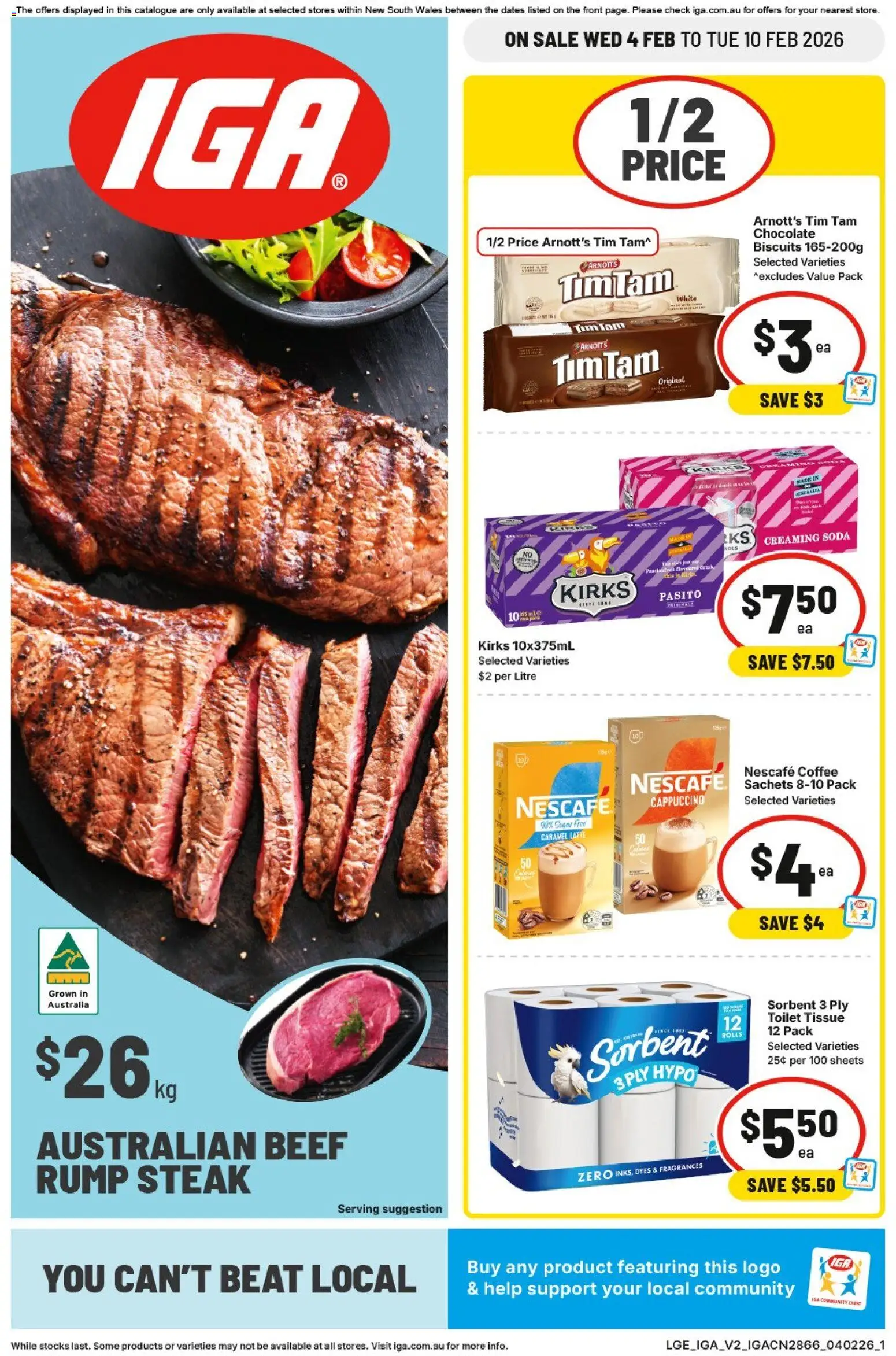 IGA catalogue - valid from 04.02.2026 | Page: 1 | Products: Toilet, Coffee, Biscuits, Nescafe