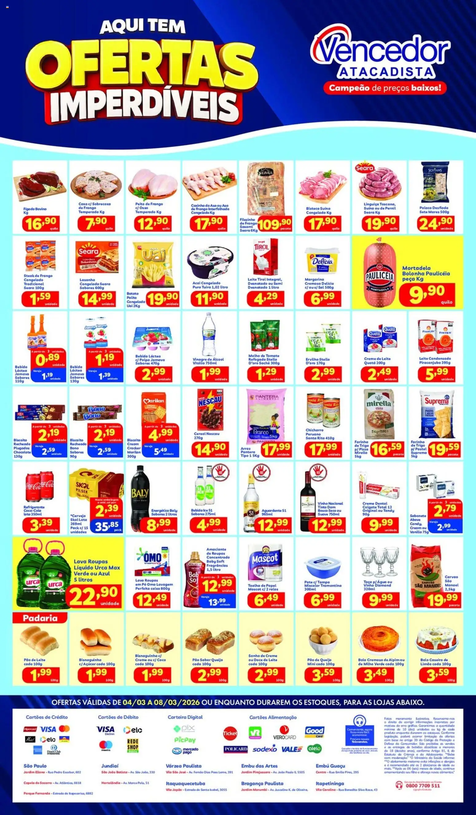 Vencedor Atacadista Folheto - válido de 04.03.2026 | Página: 1 | Produtos: Pó, Nescau, Chocolate, Creme de leite