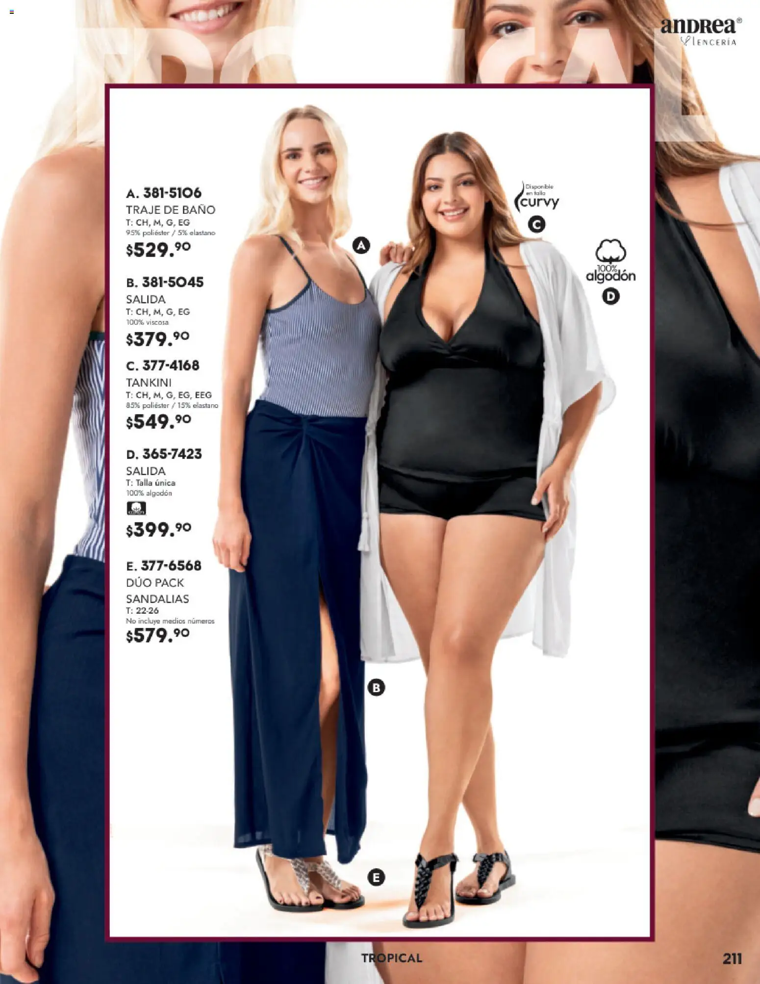 Nuevas ofertas de Andrea válidas en toda la República Mexicana desde el 26.11.2025. ¡Encuentra las mejores ofertas en Andrea catálogo Lancería, Vestir Interior otoño 2025! | Página: 47 | Productos: Traje, Algodón, Traje de baño, Sandalias