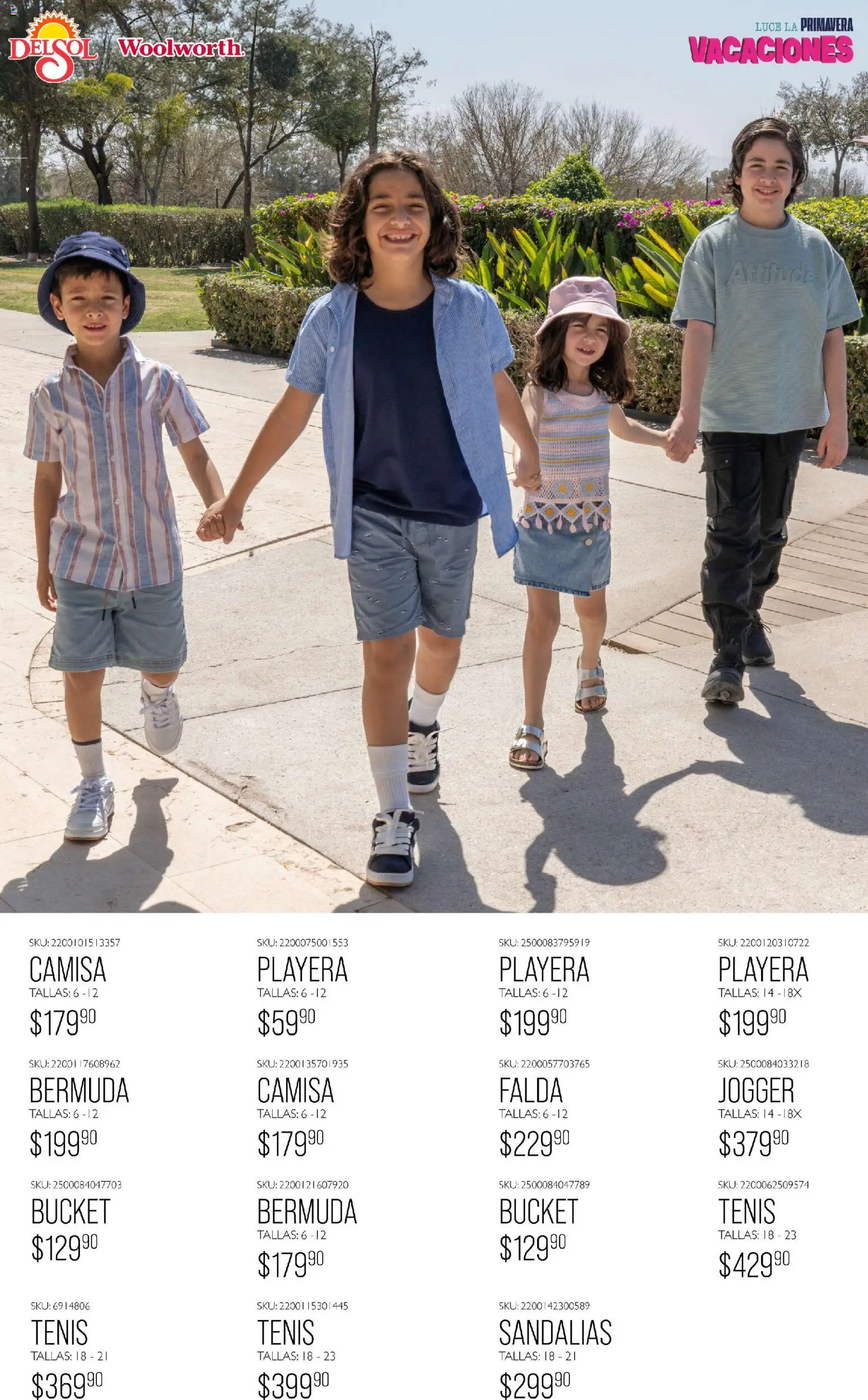 Nuevas ofertas de Del Sol y Woolworth válidas en toda la República Mexicana desde el 19.03.2026. ¡Encuentra las mejores ofertas en Del Sol y Woolworth catálogo Vacaciones 2026 ! | Página: 21 | Productos: Tenis, Playera, Sandalias, Bermuda