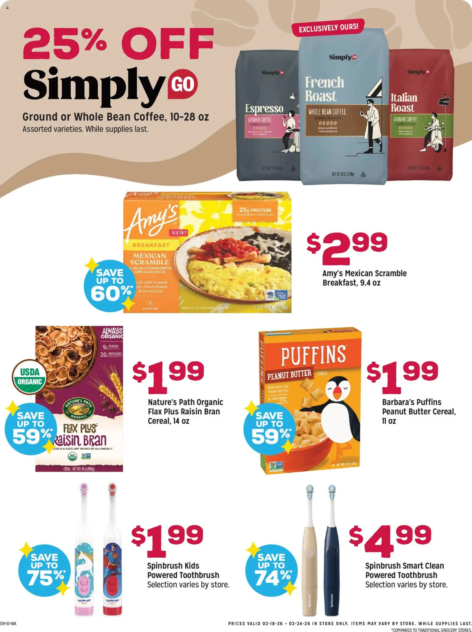 Grocery Outlet Weekly Ad - ID - valid from 18.02.2026 | Page: 2 | Products: Corn, Butter, Toothbrush, Vegetables