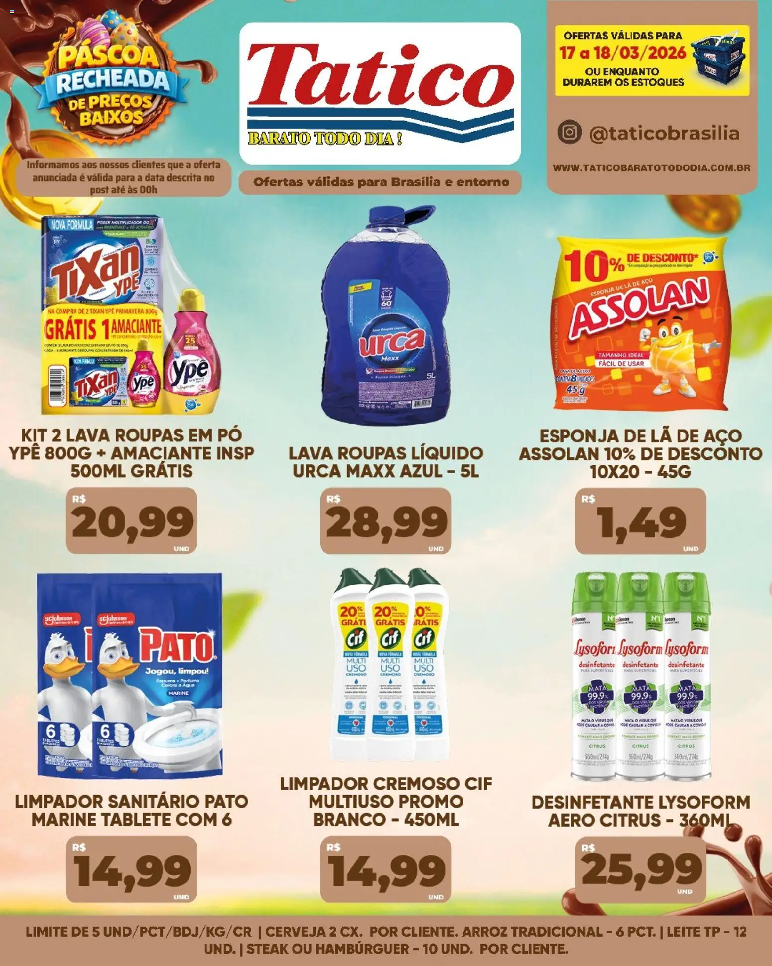 Tatico Folheto - válido de 17.03.2026 | Página: 17 | Produtos: Esponja, Leite, Roupas, Desinfetante