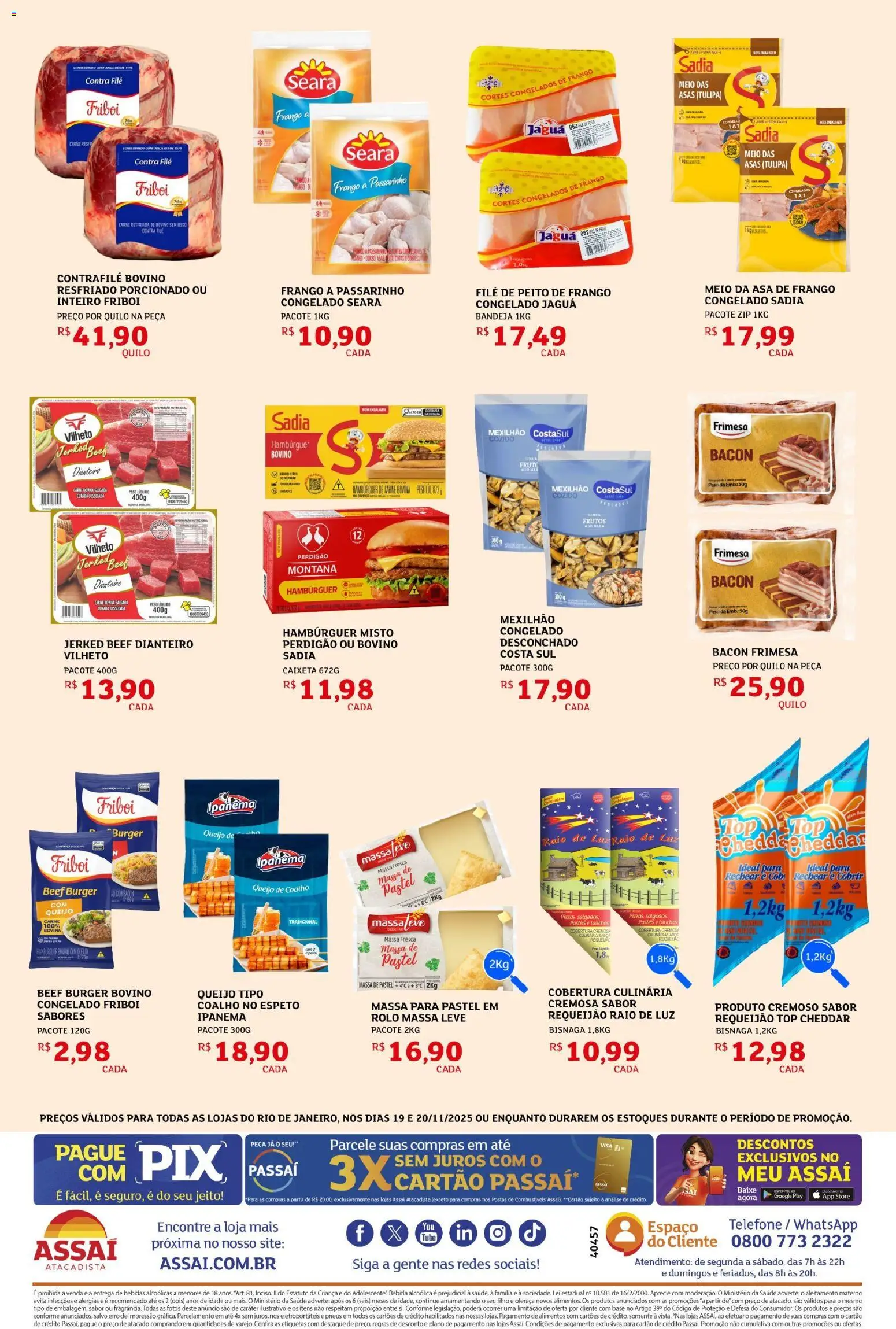 Assaí Atacadista Folheto - válido de 19.11.2025 | Página: 2 | Produtos: Massa, Telefone, Frango, Peito de frango