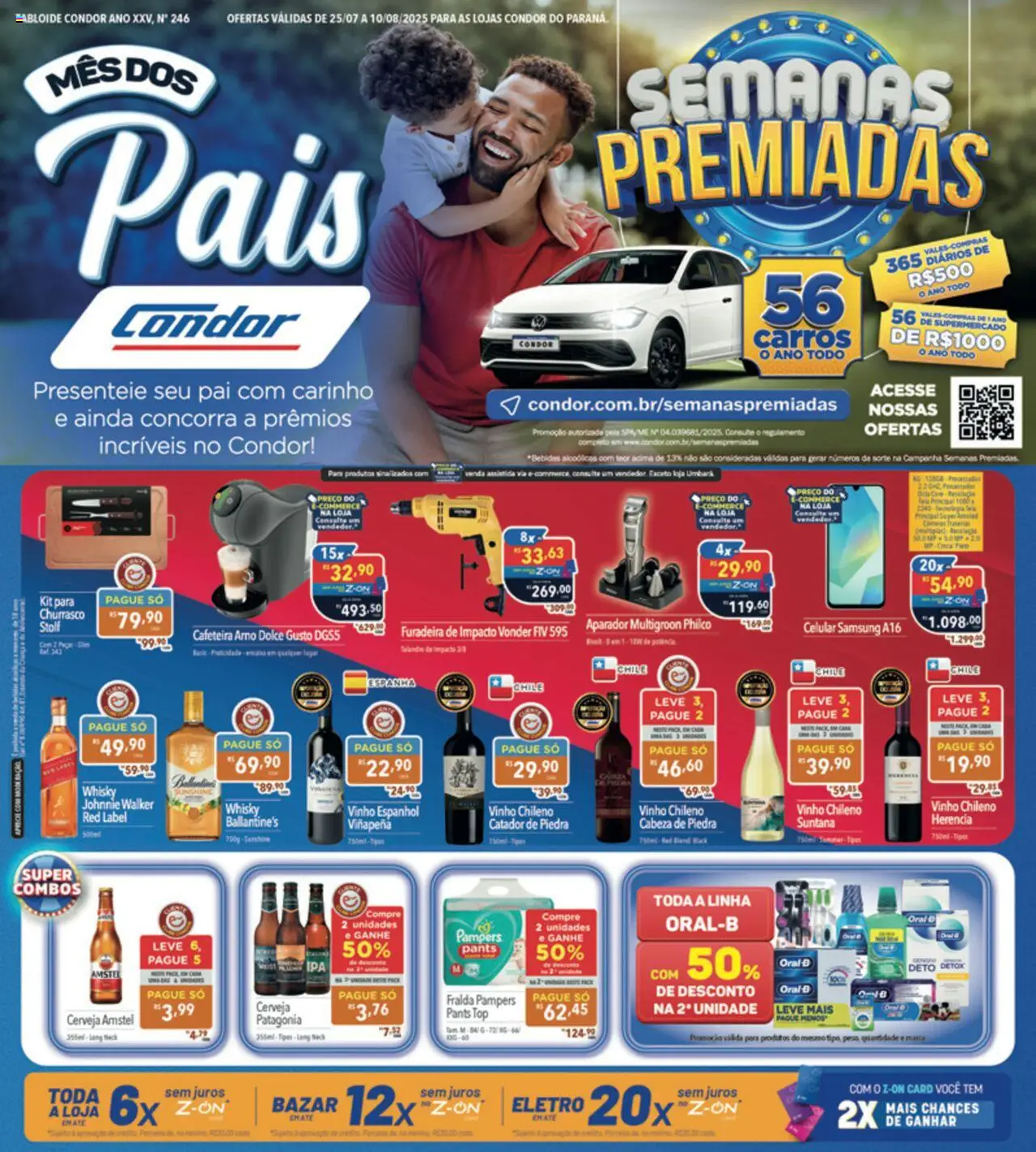 Supermercados Condor Folheto - válido de 25.07.2025 | Página: 1 | Produtos: Whisky, Aparador, Furadeira, Cerveja