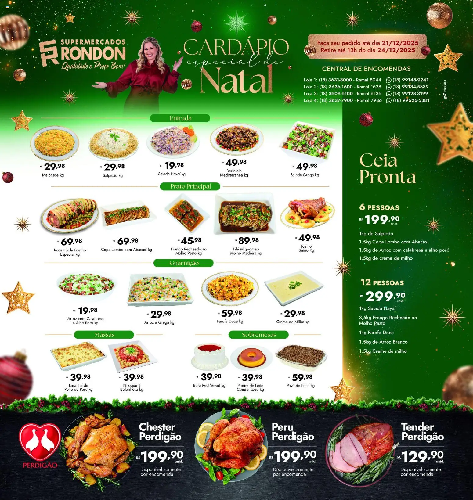 Supermercados Rondon Folheto - válido de 21.12.2025 | Página: 1 | Produtos: Alho, Frango, Maionese, Farofa