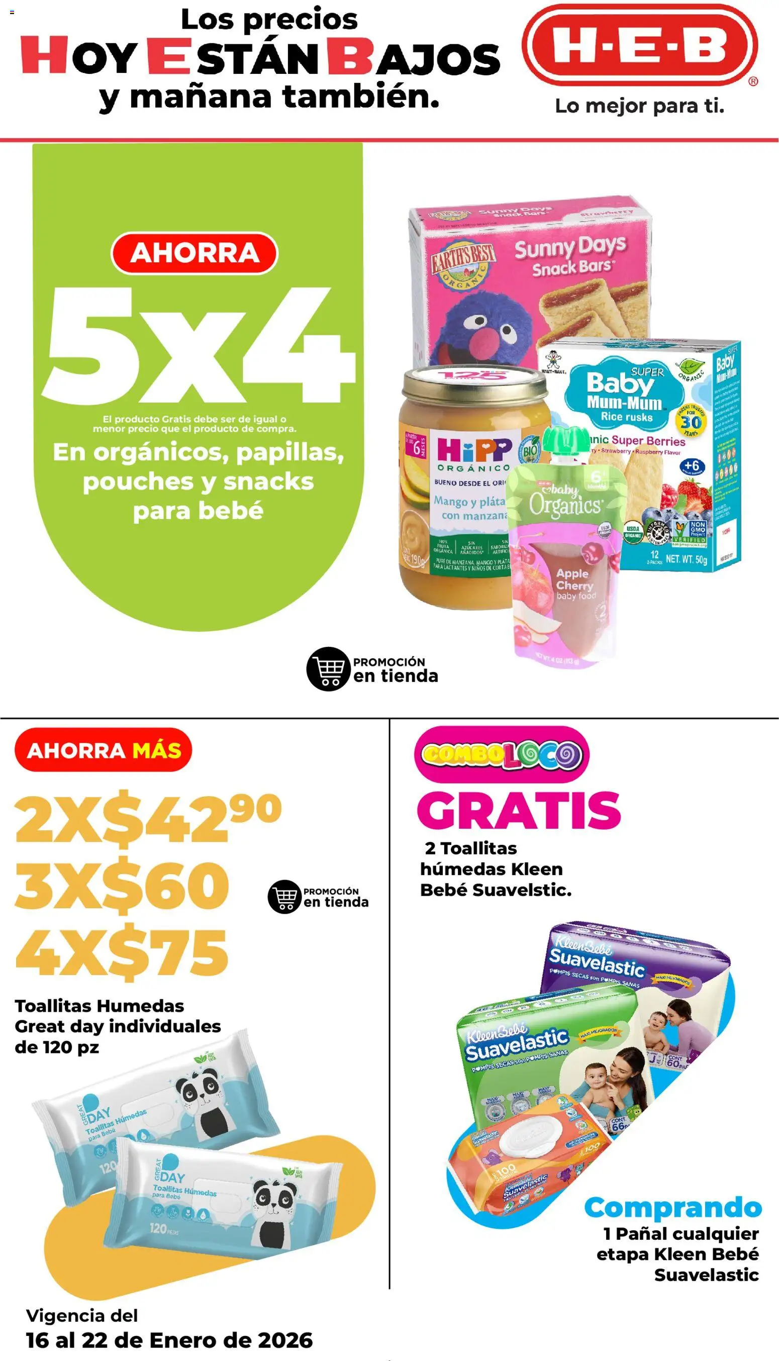 Nuevas ofertas de H-E-B válidas en toda la República Mexicana desde el 16.01.2026. ¡Encuentra las mejores ofertas en H-E-B folleto! | Página: 6 | Productos: Manzana, Toallitas húmedas, Mango