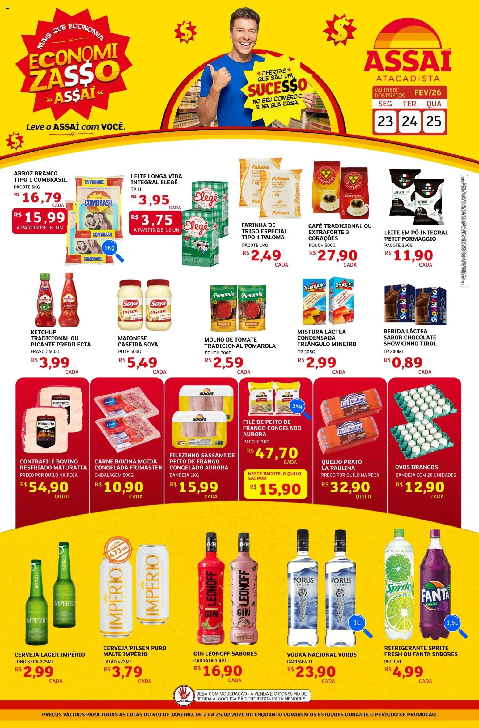 Assaí Atacadista Folheto - válido de 23.02.2026 | Página: 1 | Produtos: Fanta, Arroz, Maionese, Peito de frango