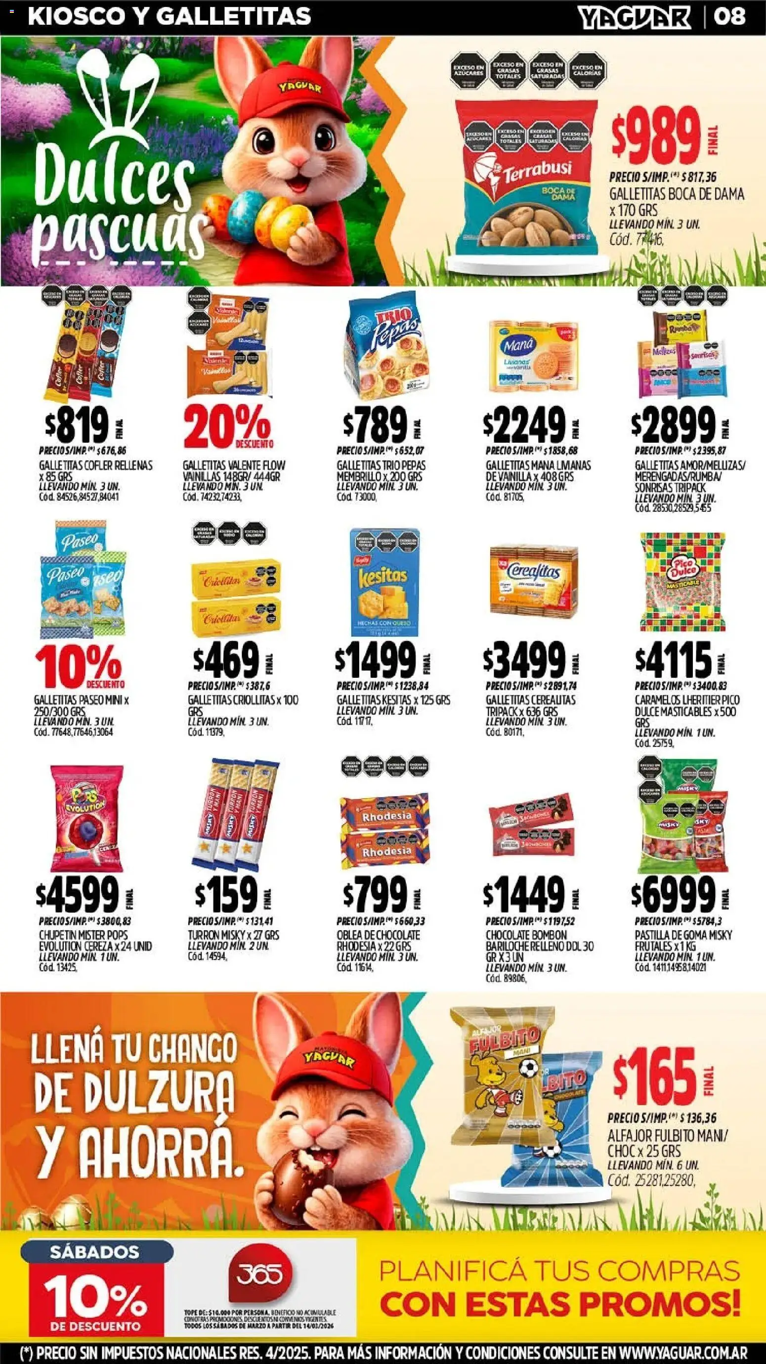 Yaguar - Oferta Semanal Neuquen │ válido desde el 16.03.2026 | Página: 8 | Productos: Galletitas, Mani, Chocolate, Turrón