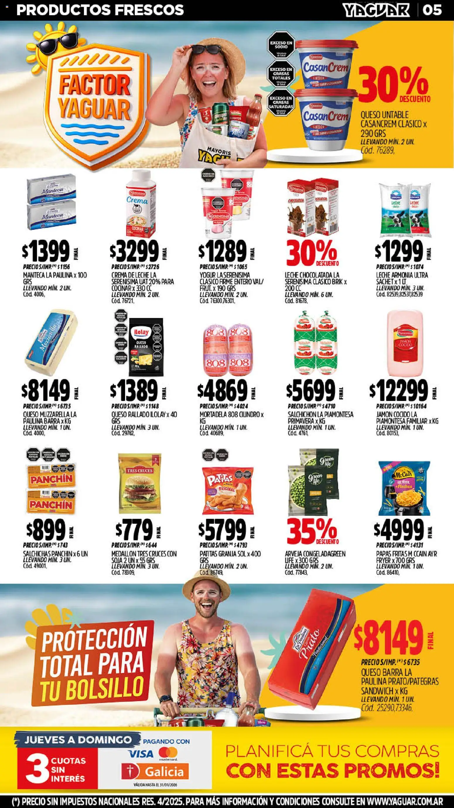 Yaguar - Oferta Semanal Misiones │ válido desde el 19.01.2026 | Página: 5 | Productos: Muzzarella, Leche, Papas fritas, Crema