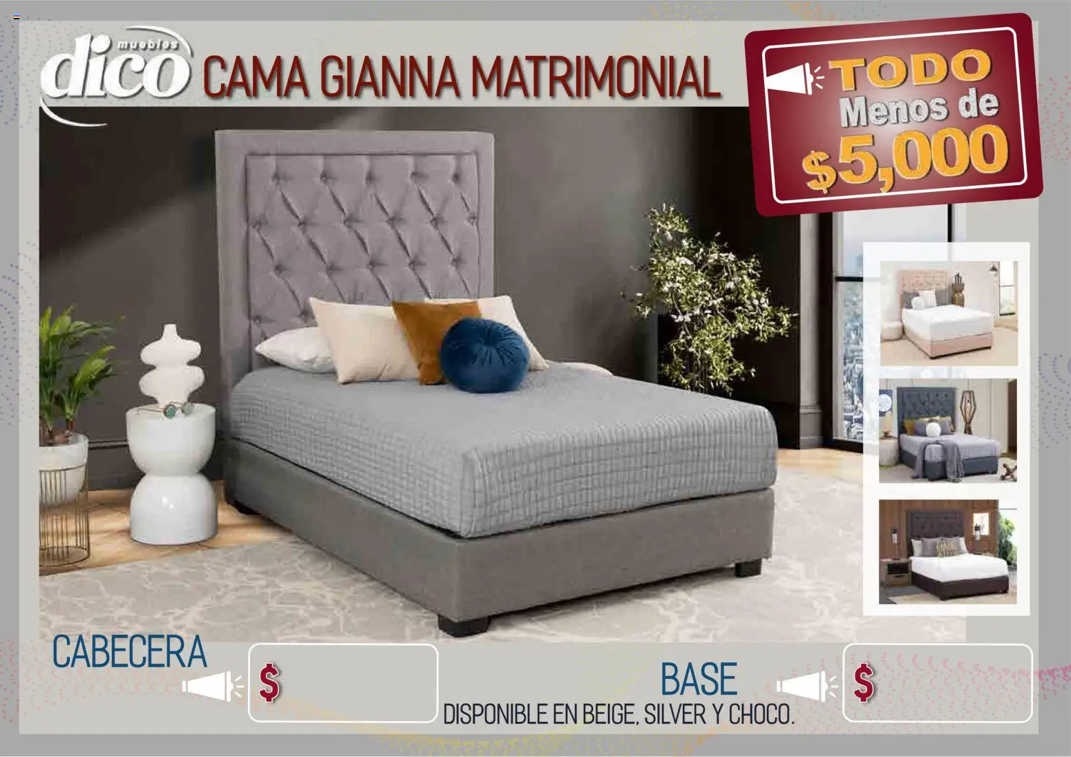 Nuevas ofertas de Muebles Dico válidas en toda la República Mexicana desde el 09.04.2026. ¡Encuentra las mejores ofertas en Muebles Dico catálogo Todo menos de 5000 Pacifico! | Página: 5 | Productos: Cabecera, Cama