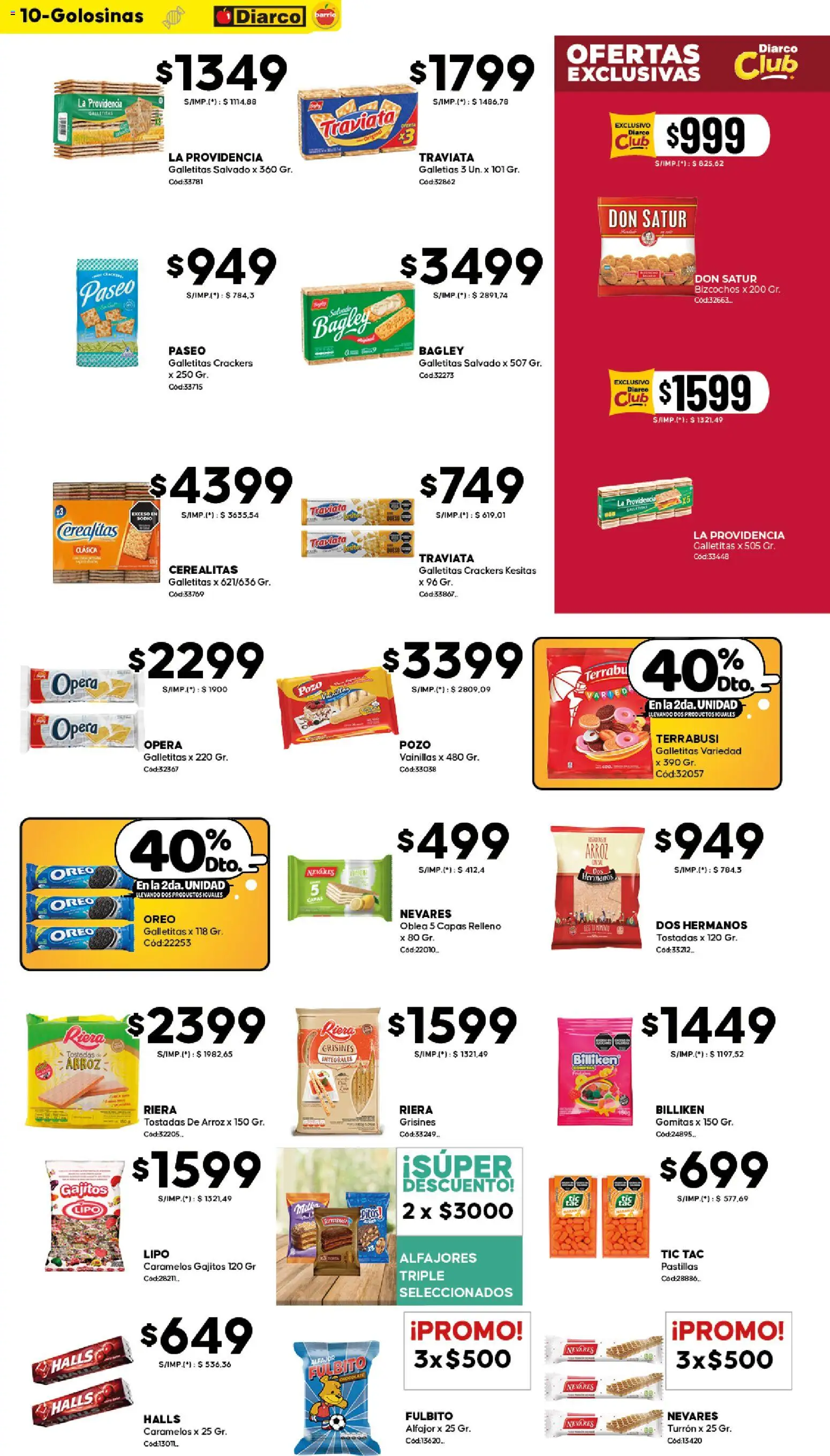 Diarco - Ofertas Diarco Barrio │ válido desde el 30.03.2026 | Página: 10 | Productos: Galletitas, Gomitas, Chocolate, Alfajor