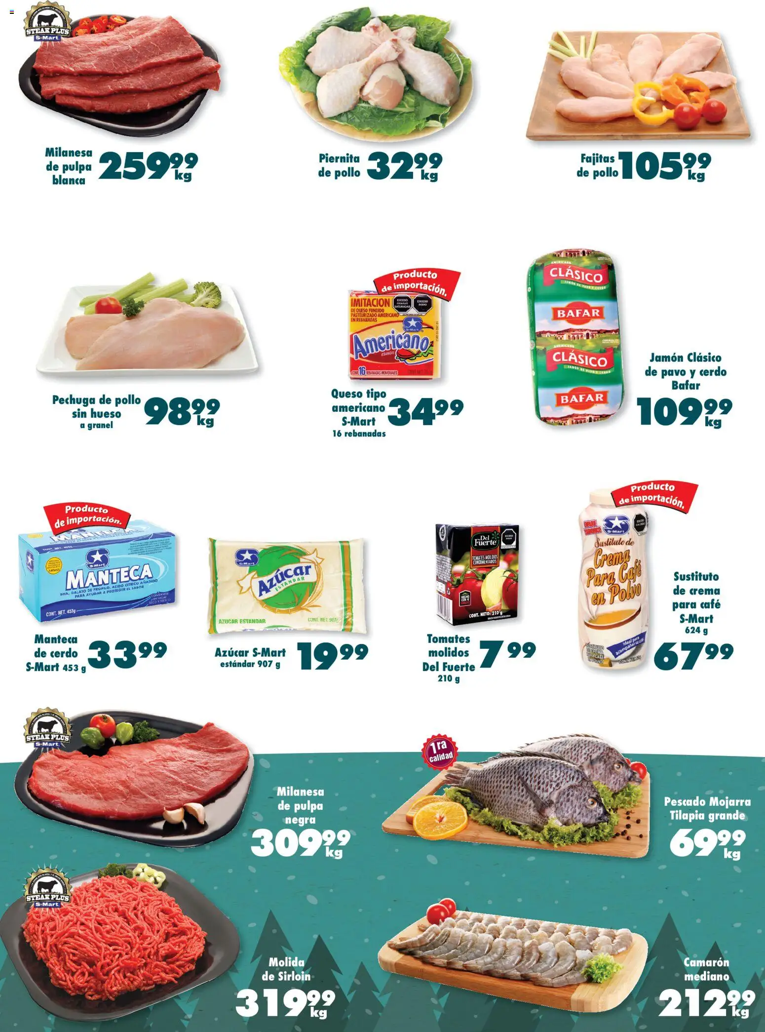 Nuevas ofertas de S-Mart válidas en toda la República Mexicana desde el 21.11.2025. ¡Encuentra las mejores ofertas en S-Mart folleto Monterrey! | Página: 4 | Productos: Pollo, Milanesa, Queso, Cerdo
