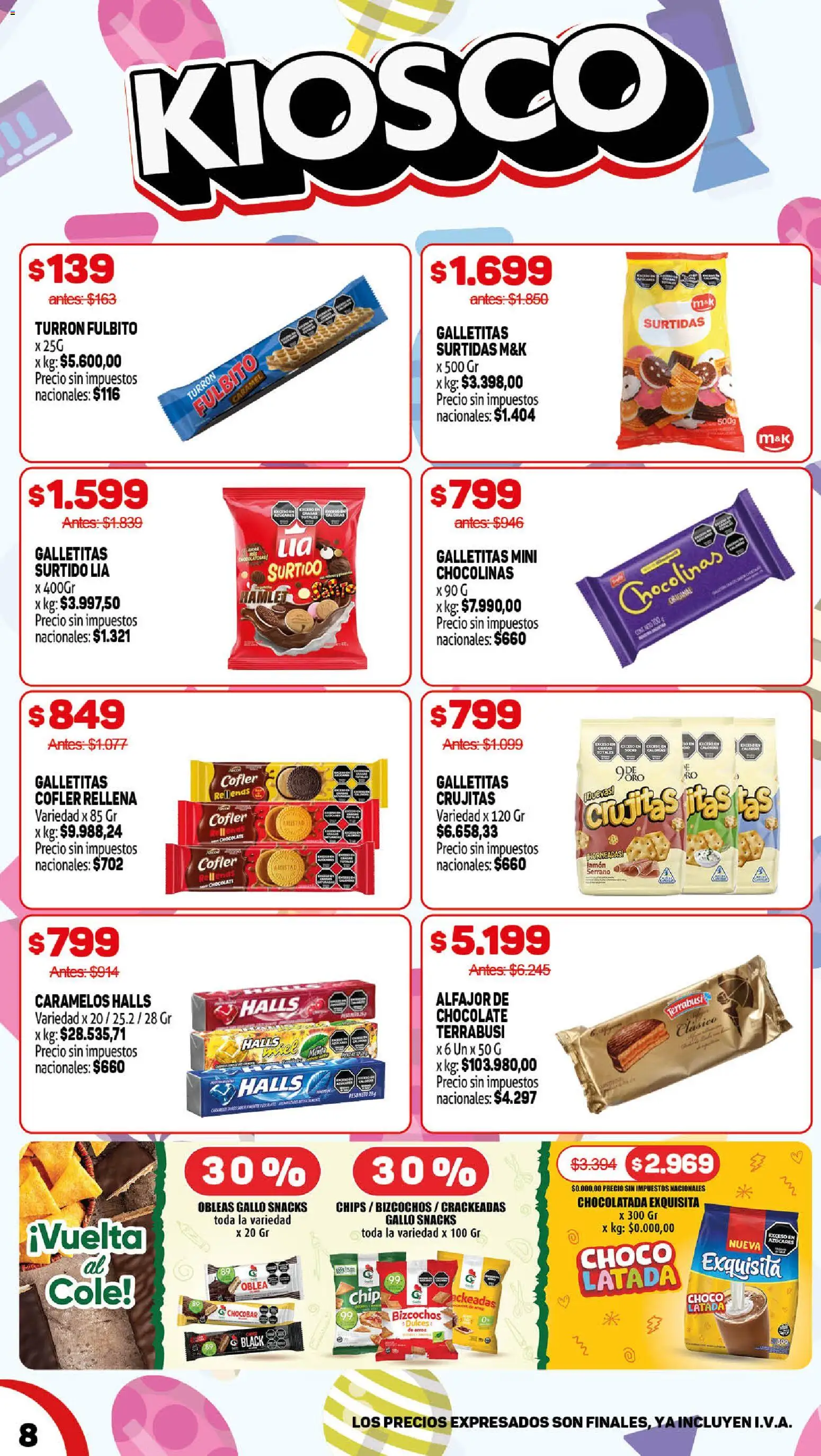 Makro ofertas │ válido desde el 05.03.2026 | Página: 8 | Productos: Galletitas, Alfajor, Turrón, Bizcochos