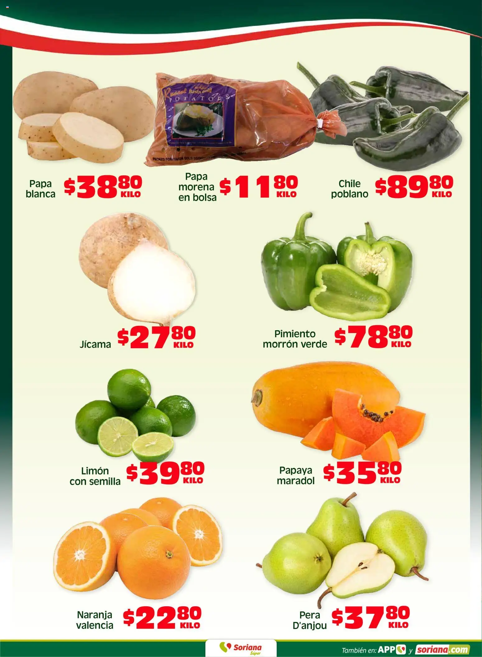 Nuevas ofertas de Soriana válidas en toda la República Mexicana desde el 17.04.2026. ¡Encuentra las mejores ofertas en Soriana Fin de Semana Súper: Juárez! | Página: 4 | Productos: Papa, Pera, Bolsa, Limón