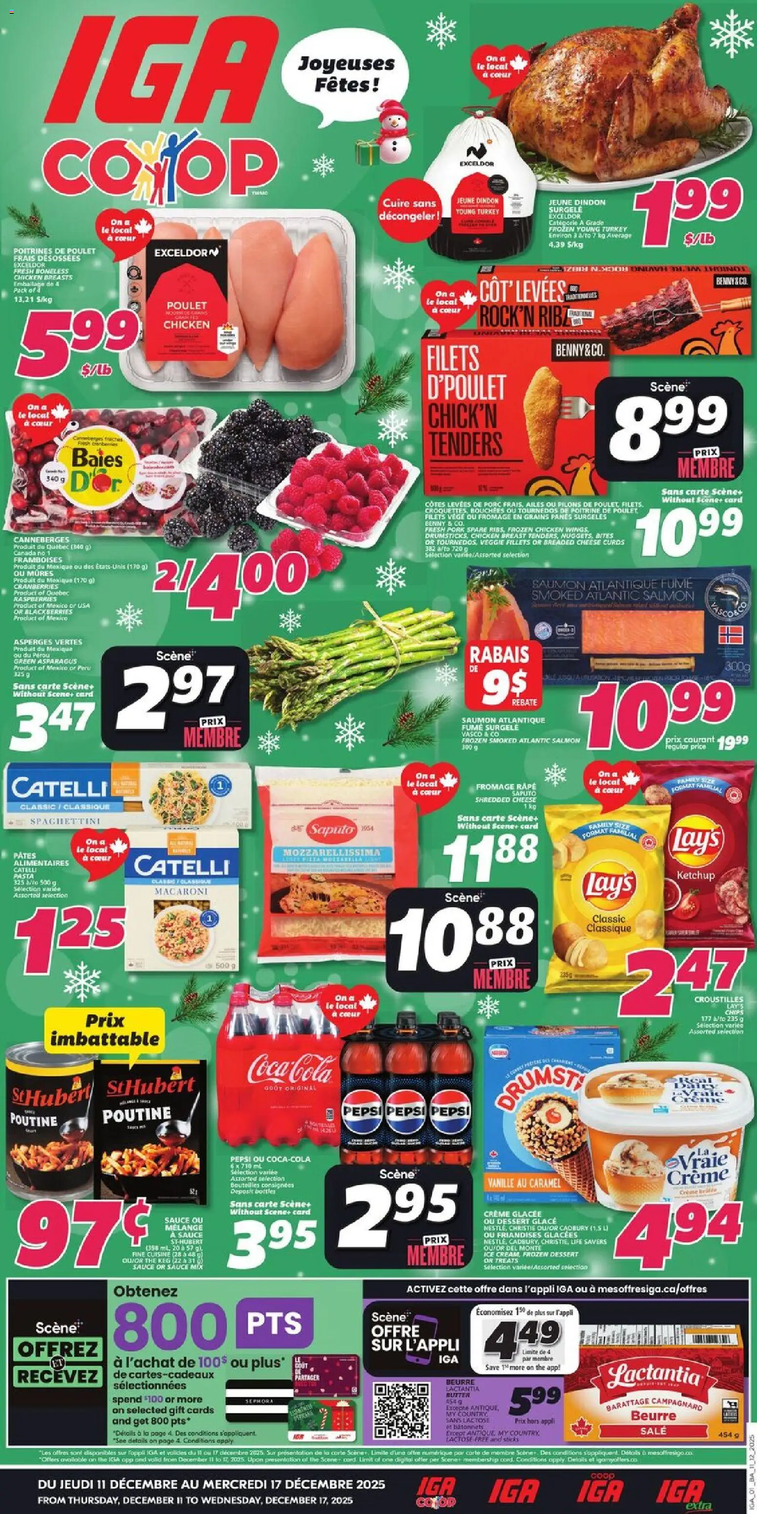 IGA flyer valid from 11.12.2025 | Page: 1 | Products: Turkey, Butter, Cheese, Chicken