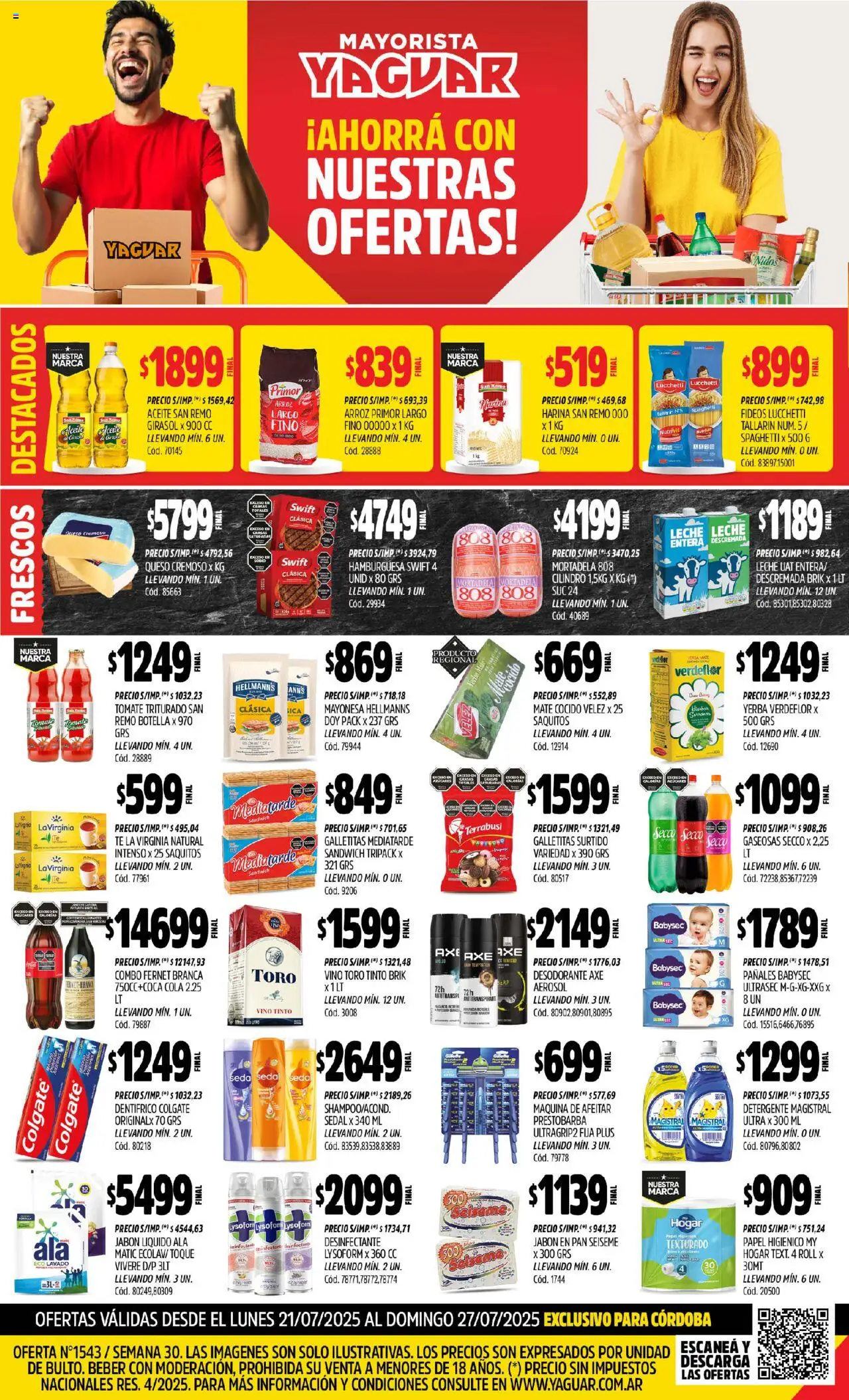 Yaguar - Córdoba │ válido desde el 21.07.2025 | Página: 1 | Productos: Desinfectante, Jabón, Queso, Pan