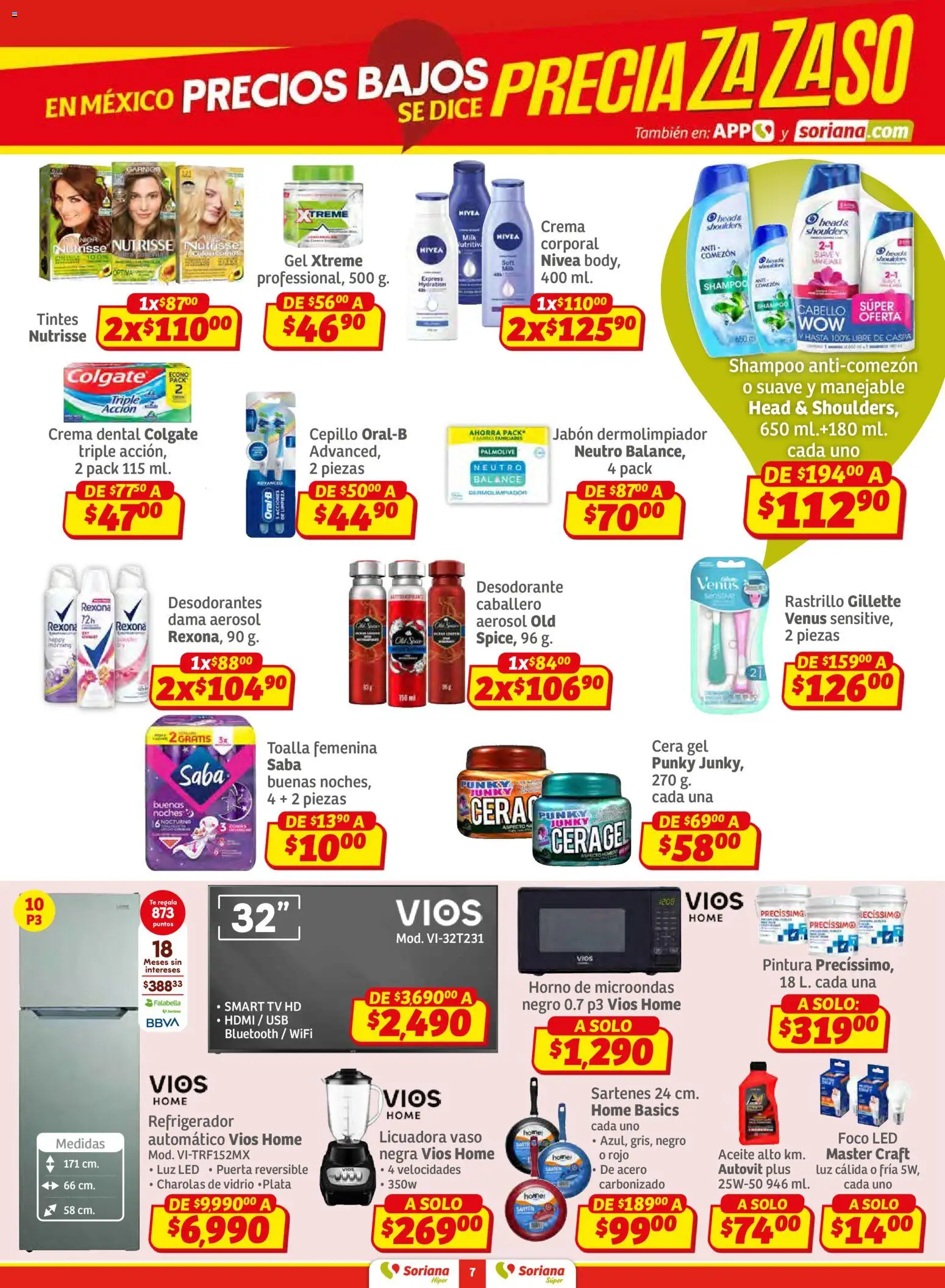 Nuevas ofertas de Soriana válidas en toda la República Mexicana desde el 27.02.2026. ¡Encuentra las mejores ofertas en Soriana Preciazazaso Súper: Frontera Chia, Q. Roo! | Página: 7 | Productos: Usb, Microondas, Pintura, Foco