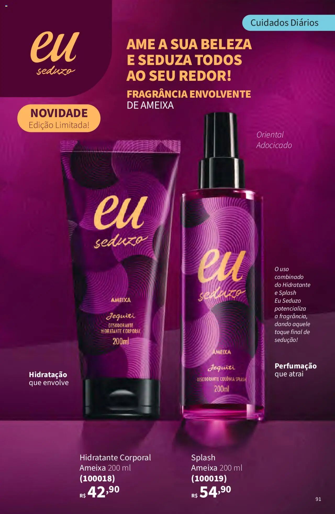 Jequiti Folheto - válido de 02.06.2025 | Página: 91 | Produtos: Fragrância, Hidratante corporal, Desodorante, Ameixa
