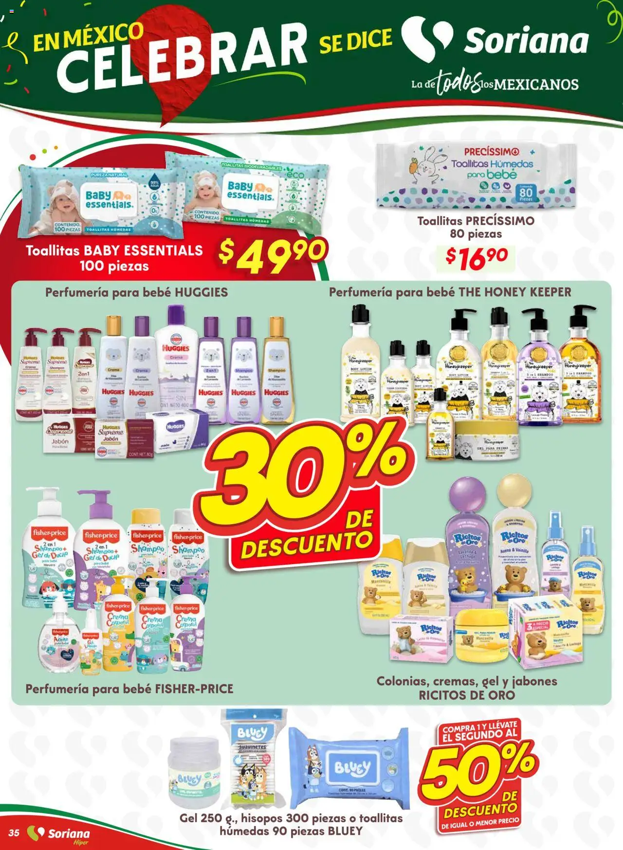 Nuevas ofertas de Soriana válidas en toda la República Mexicana desde el 28.08.2025. ¡Encuentra las mejores ofertas en Soriana - Preciazazaso Híper: Valle de México! | Página: 35 | Productos: Toallitas húmedas, Aceite, Crema corporal, Jabón