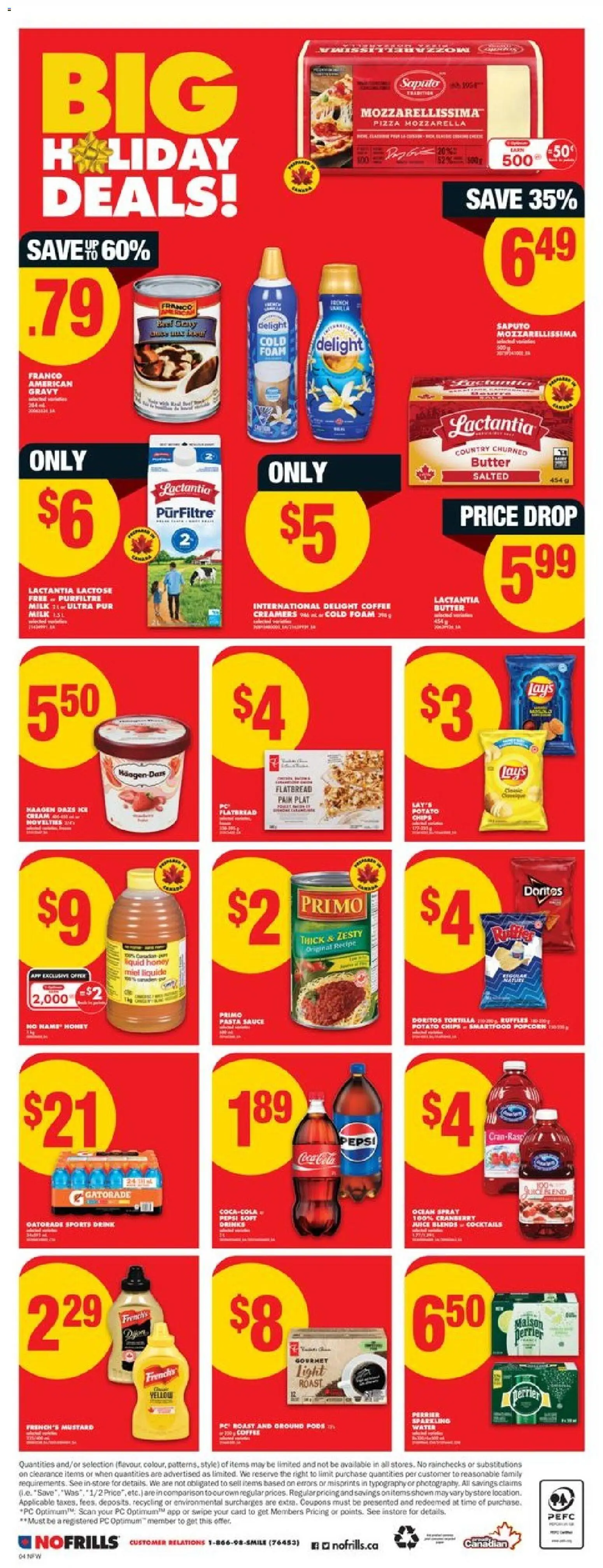 No Frills flyer valid from 27.11.2025 | Page: 4 | Products: Pasta, Ice cream, PC, Coffee