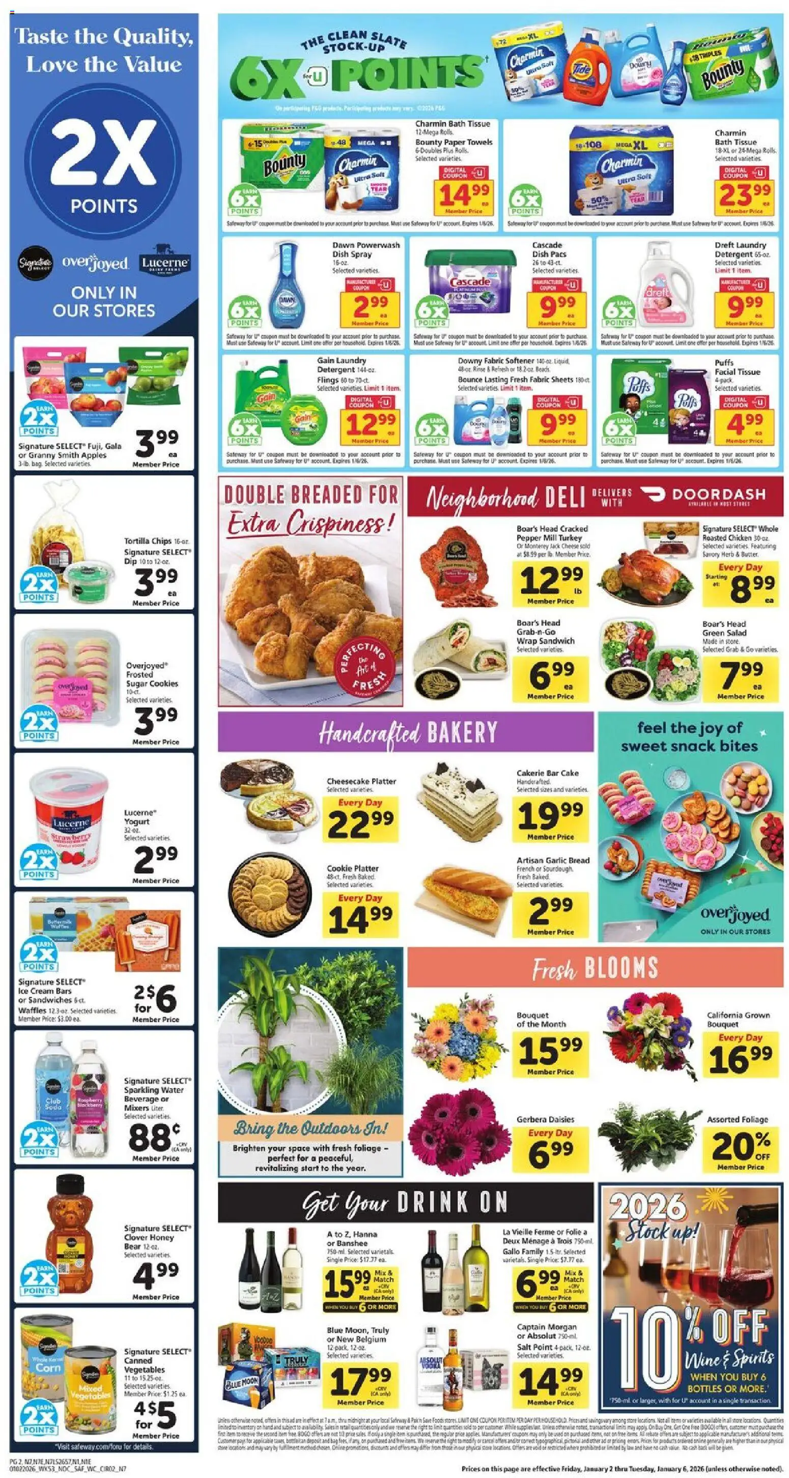 Safeway Weekly Ad - valid from 02.01.2026 | Page: 2 | Products: Wine, Ice cream, Garlic, Cheesecake