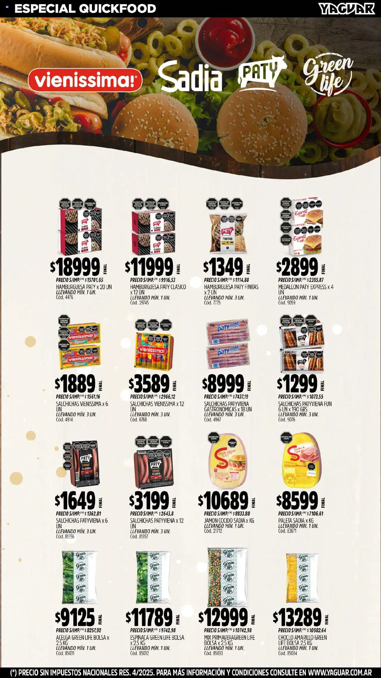 Yaguar catálogo │ válido desde el 29.09.2025 | Página: 13 | Productos: Choclo, Acelga, Jamón cocido, Espinaca